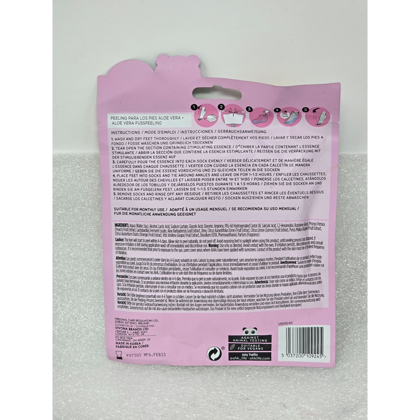 Oh K! Aloe Vera Foot Peel With Peach Extract 40ml