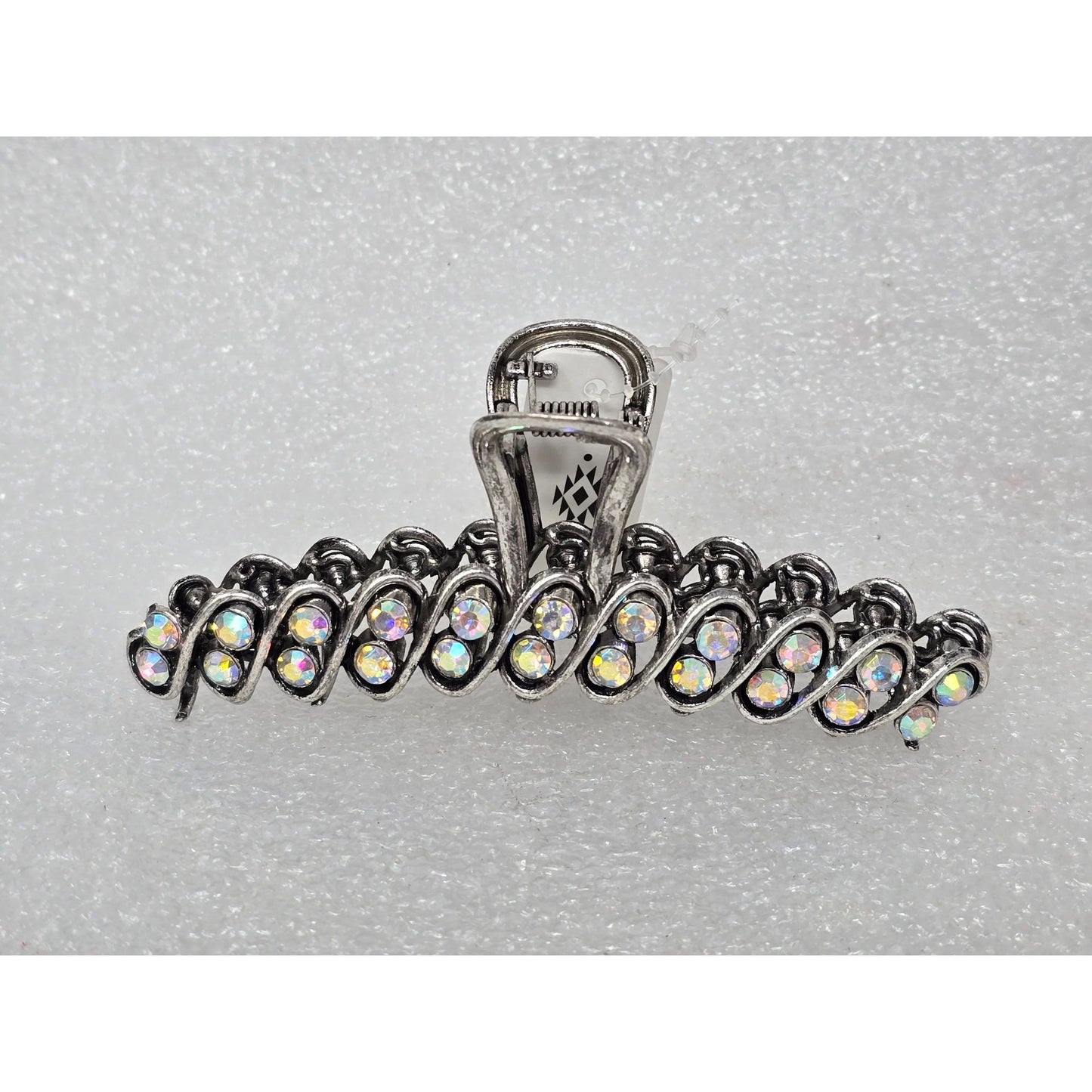 Rhinestone Hair Claw Clip Silver Tone