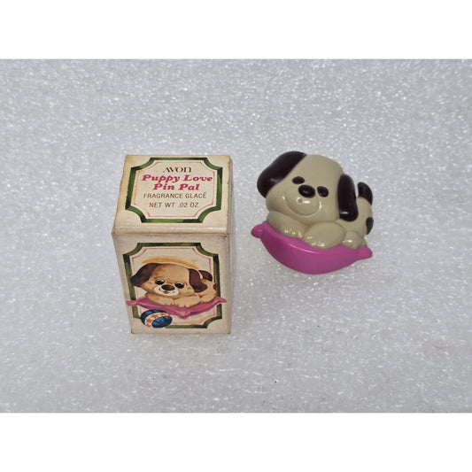 Vintage Avon Puppy Love Pin Pal Fragrance Glace Collectible Figurine in Box
