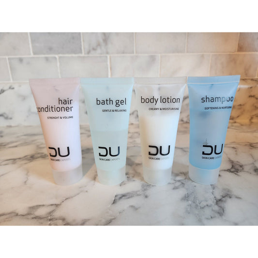 Travel Size DU Skin Care Experts Set Shampoo Conditioner Body Lotion & Bath Gel