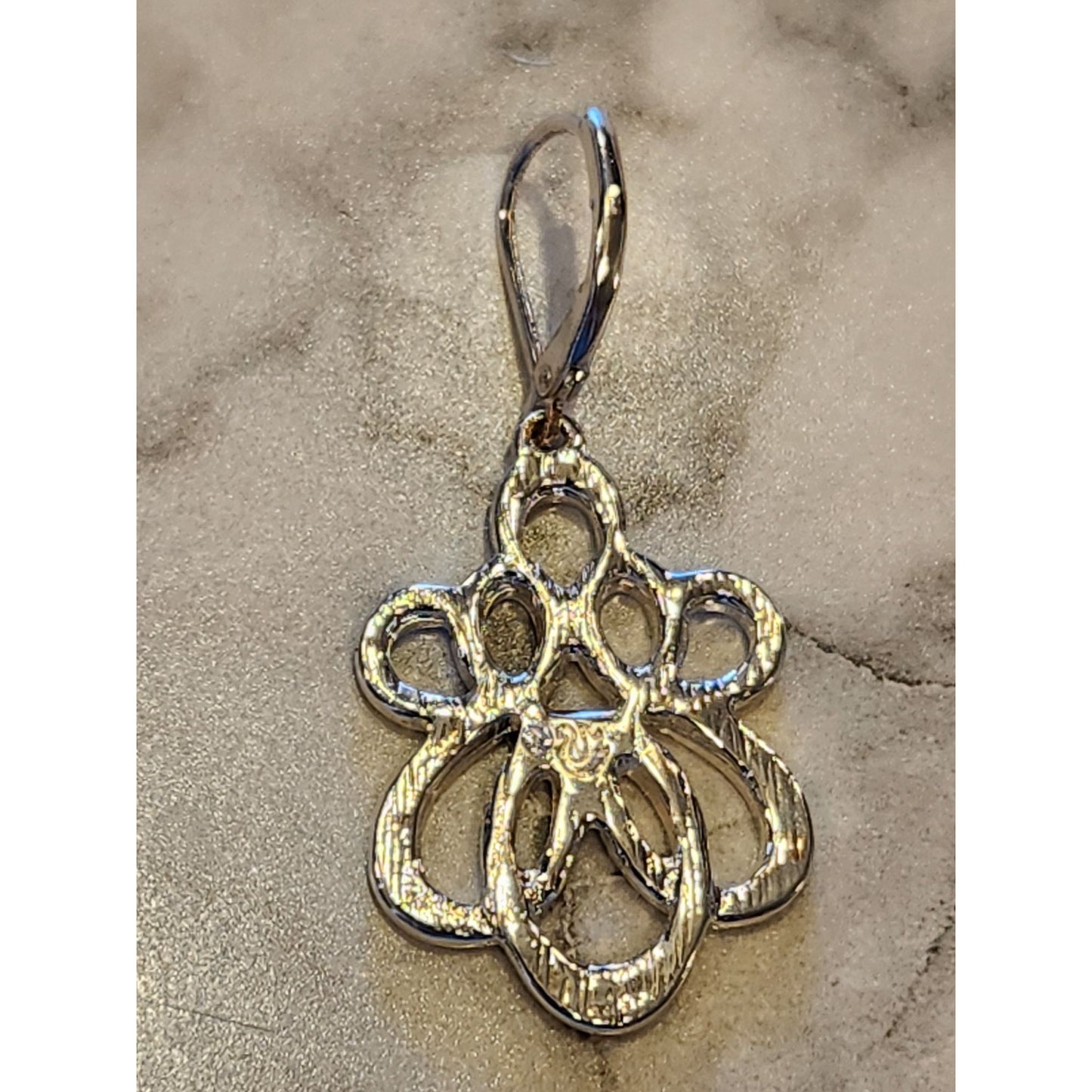 Gloria Vanderbilt Silver-Tone Textured Drop Earrings Floral Design For Women
