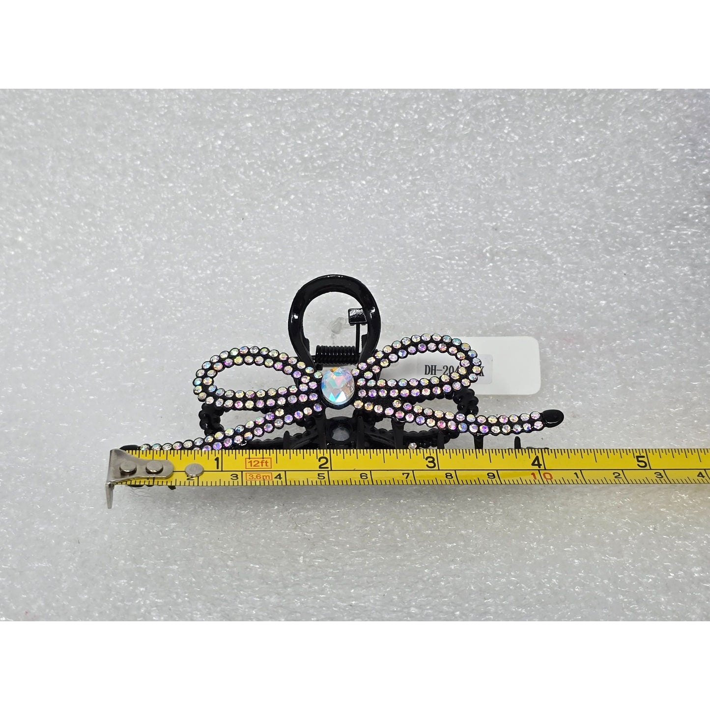 Black Rhinestone Bow Hair Claw Clip