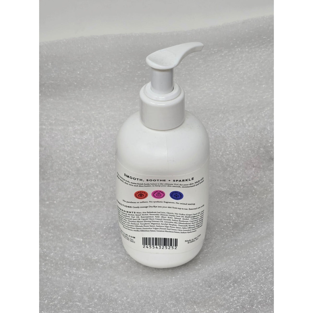 Billie Dry Bye Body Lotion With Grape Seed & Shea Butter 8 Fl Oz Pump Bottle