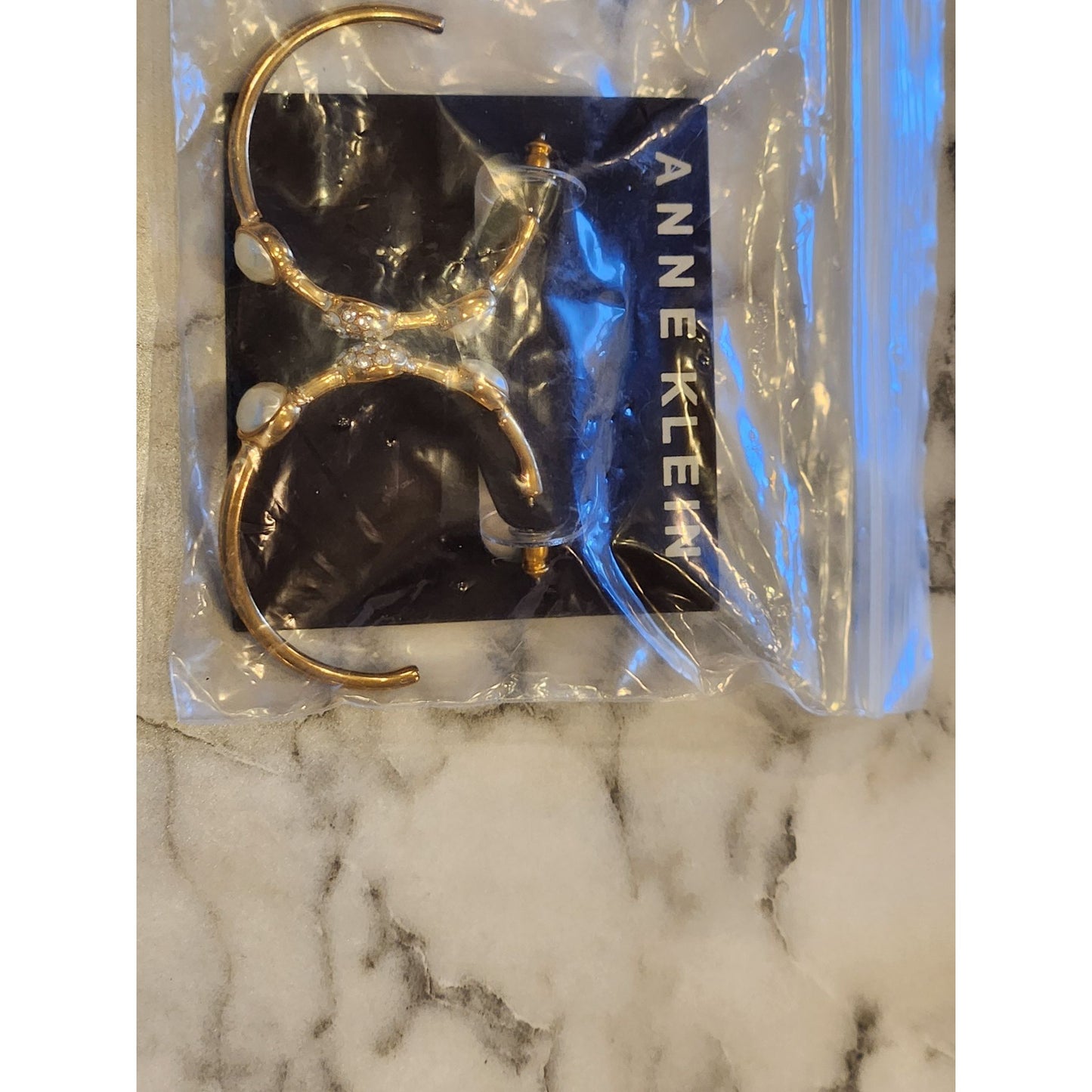 Anne Klein Gold-Tone Hoop Earrings With Faux Pearl & Crystal Accents