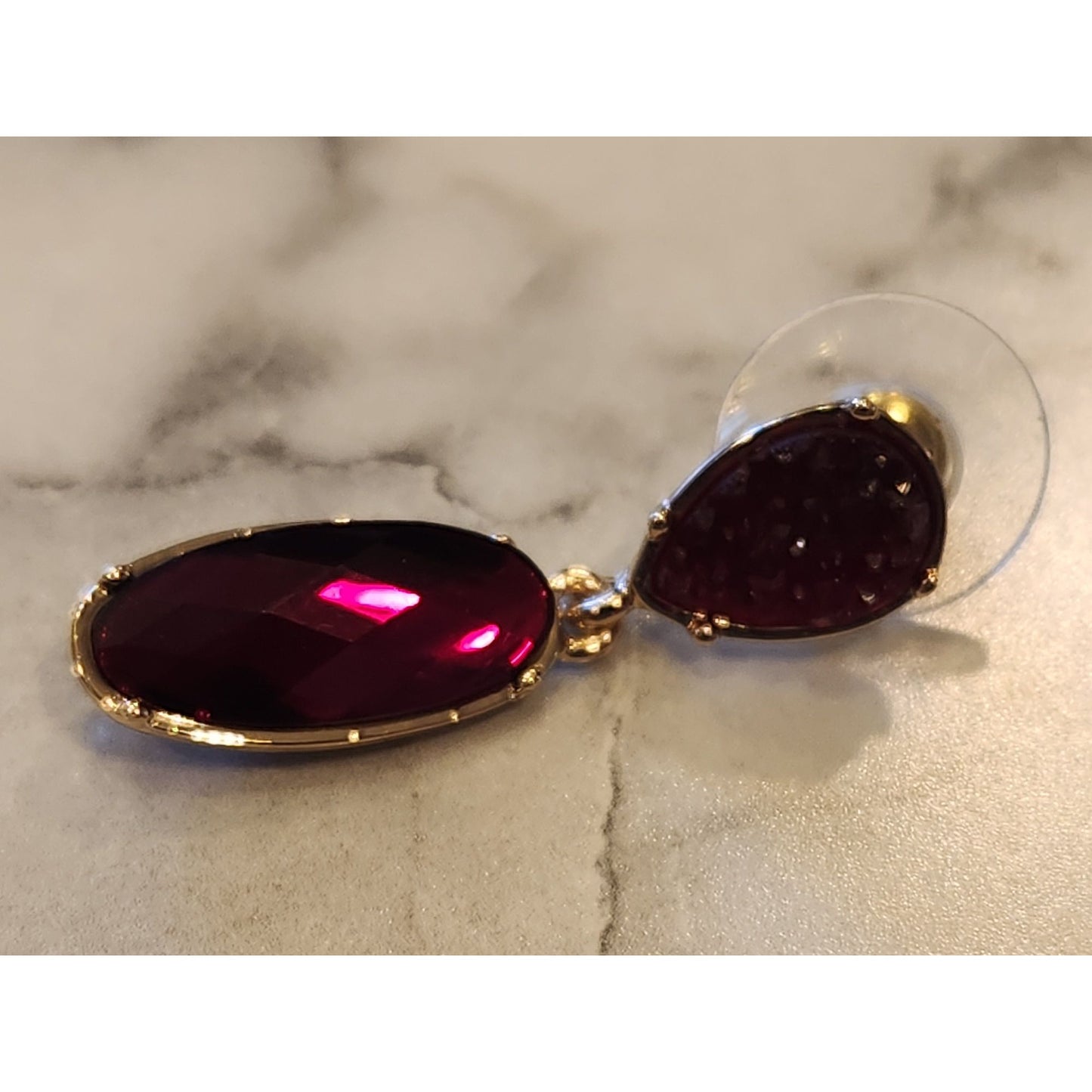 Chaps Gold-Tone Red Double Drop Earrings