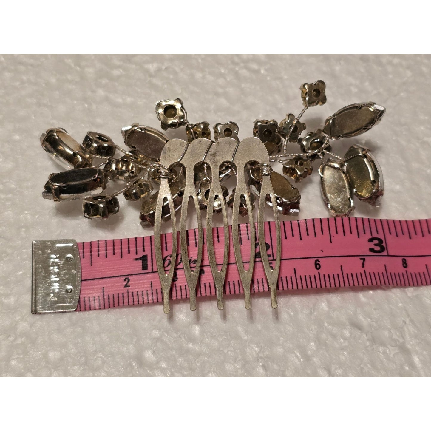 Crystal Rhinestone Hair Comb Clip Bridal Accessory Silver Tone Elegant Design