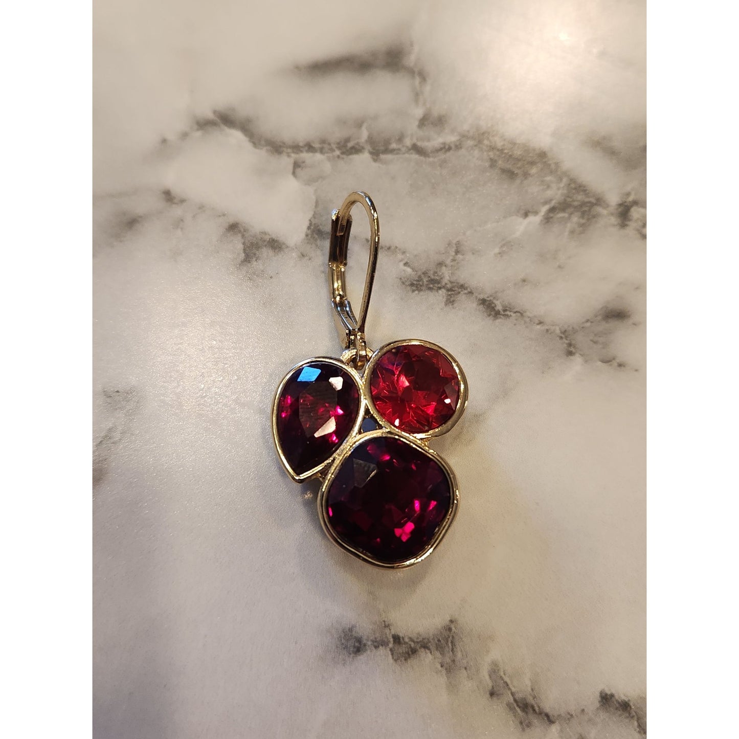 Napier Red Gemstone Drop Earrings With Gold-Tone Finish