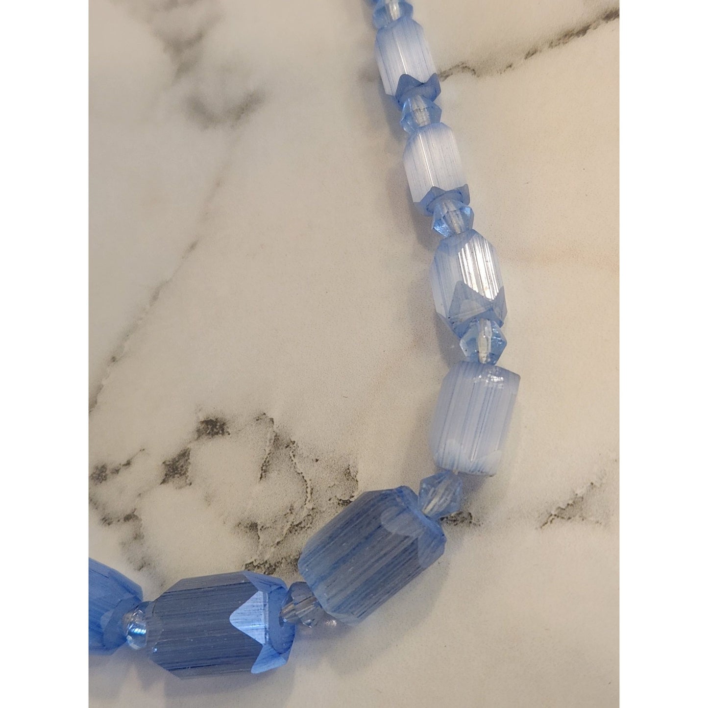 Vintage Blue Glass Beaded Necklace