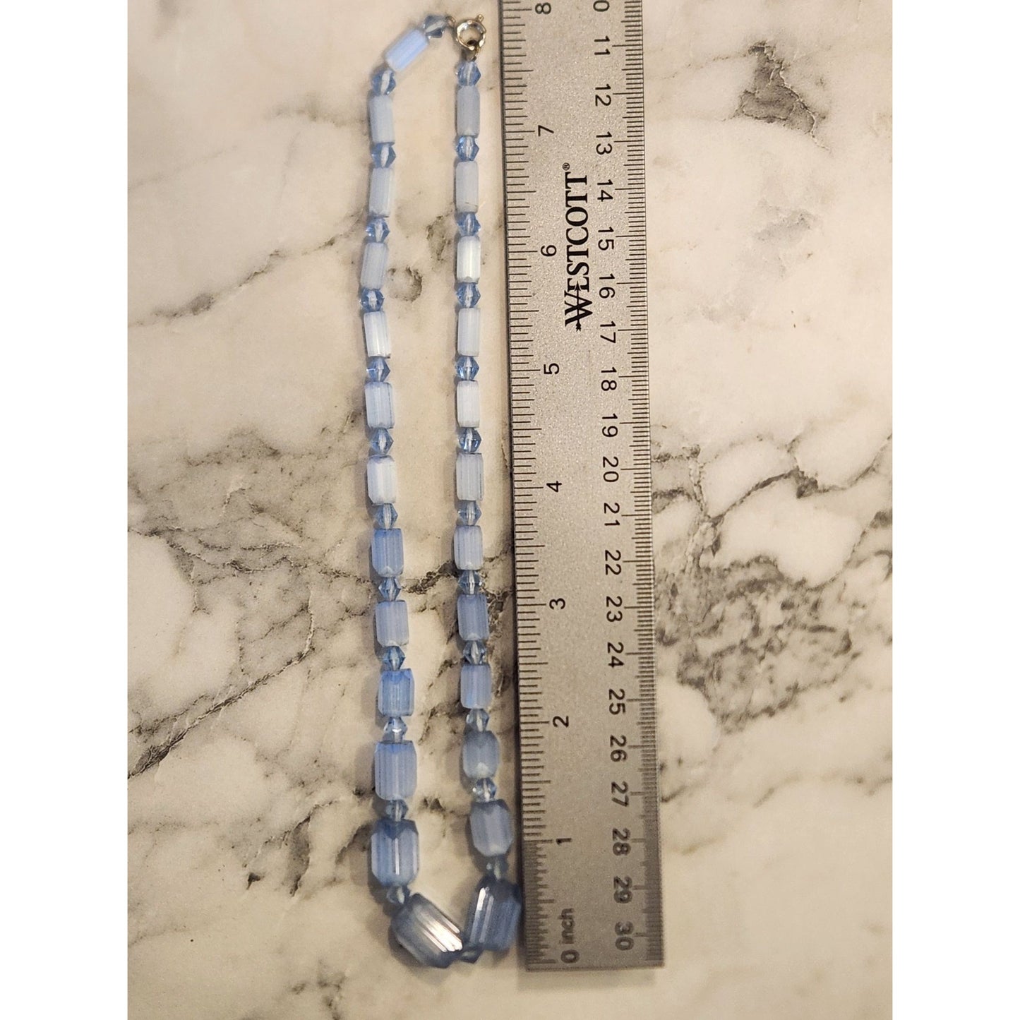 Vintage Blue Glass Beaded Necklace