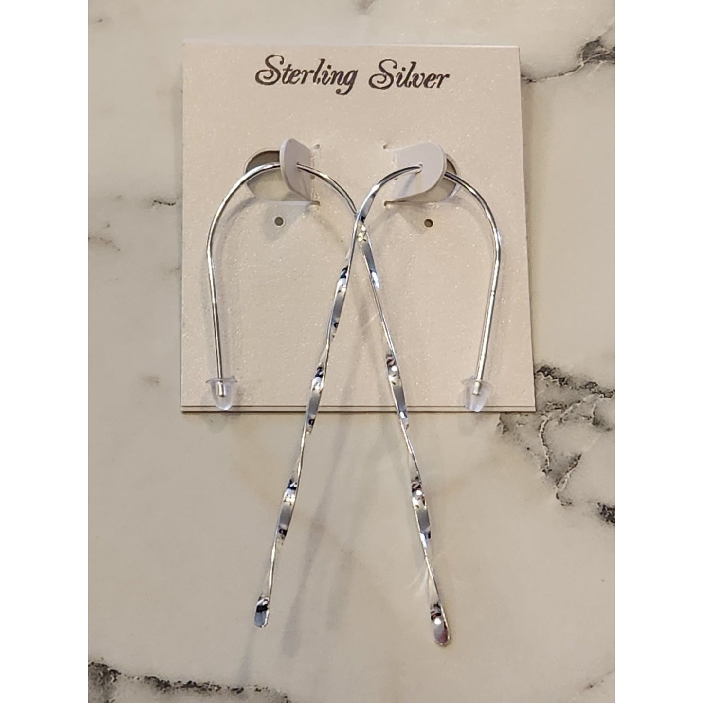 Sterling Silver Twisted Drop Threader Earrings For Women