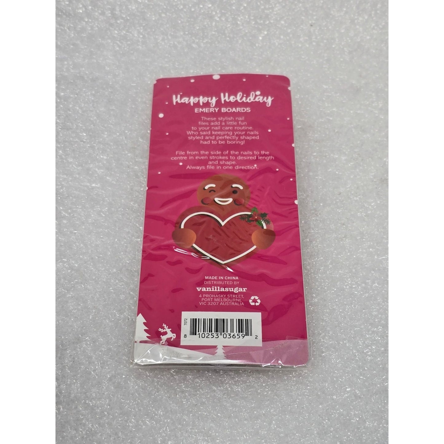 Happy Holiday Glitter Gingerbread Emery Boards Fun Festive Nail Files Set Of 3