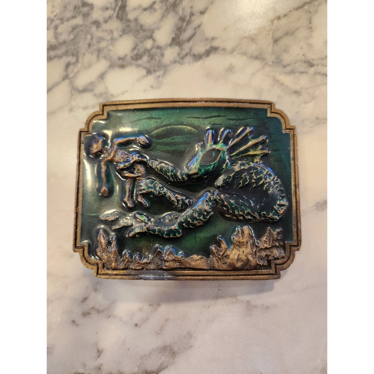 Vtg 1978 InStyle Alien Abduction Sci-Fi Belt Buckle No. 1161 Space Monster Retro