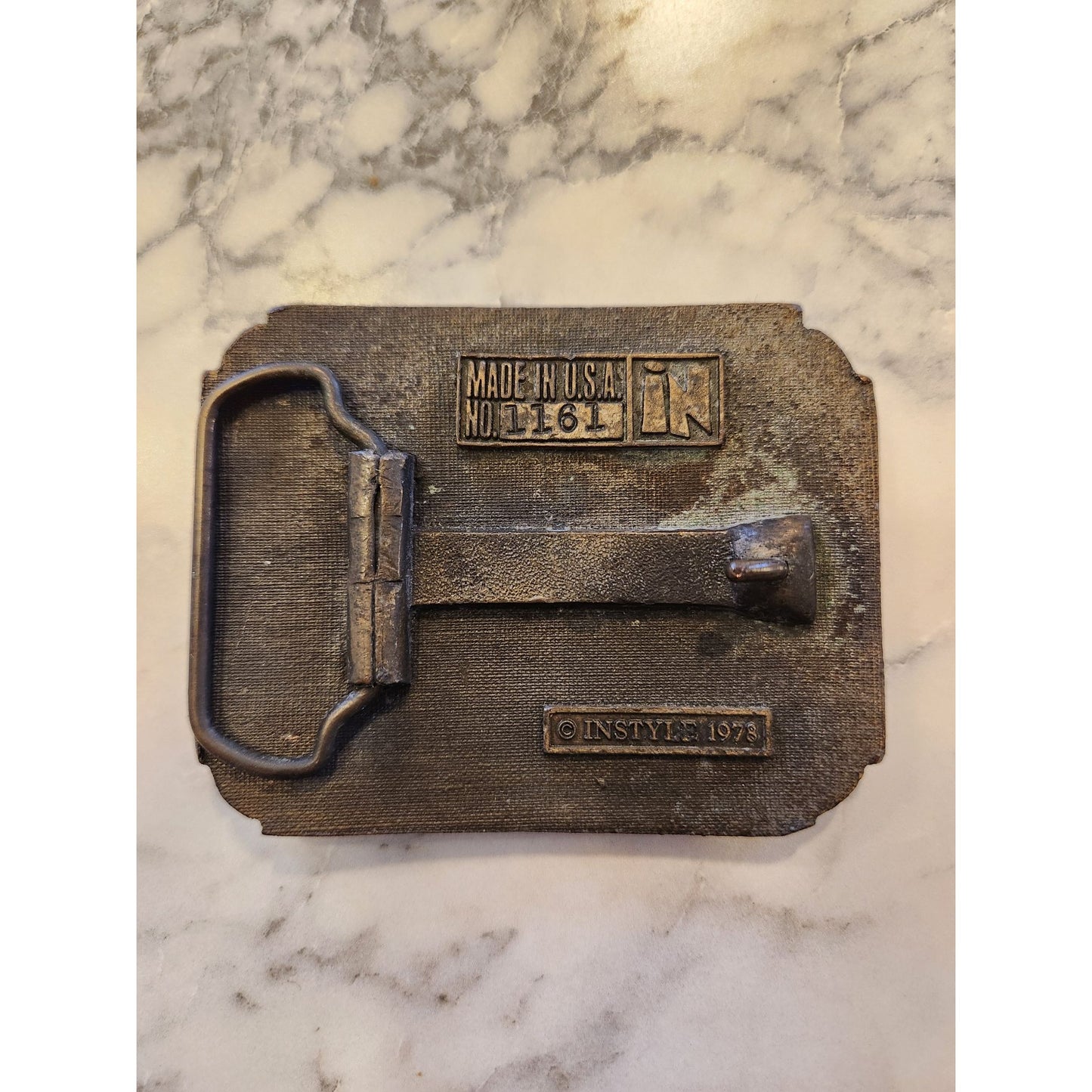 Vtg 1978 InStyle Alien Abduction Sci-Fi Belt Buckle No. 1161 Space Monster Retro
