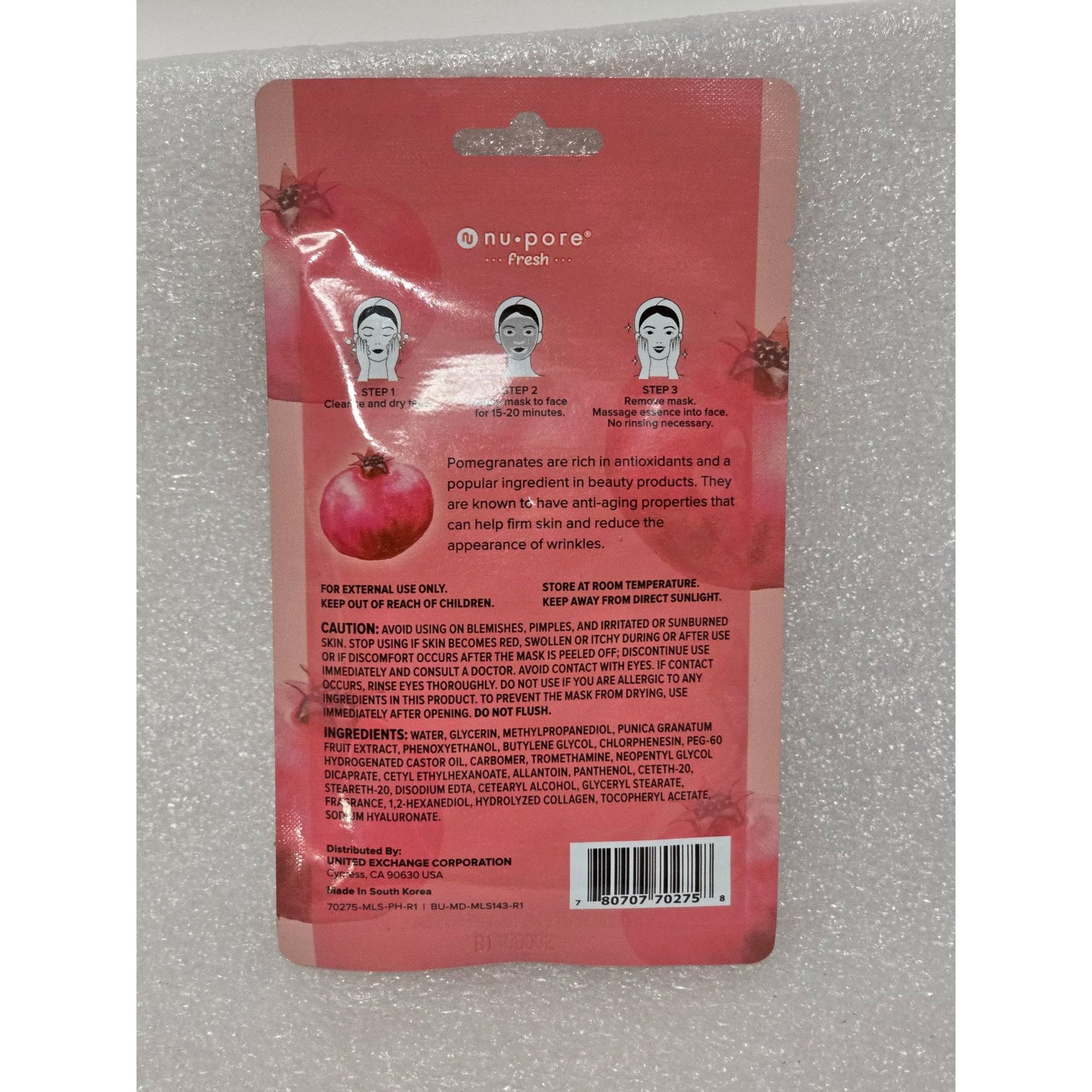 Nu-Pore Best Self Forward Sheet Face Mask Pomegranate Essence Paraben Free