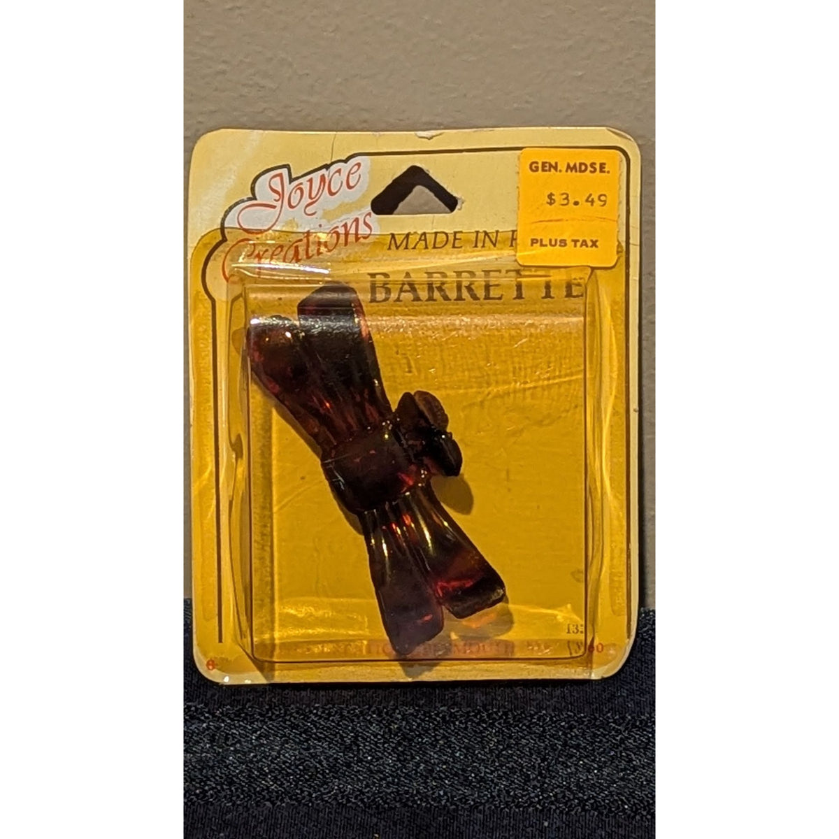 Vintage Joyce Creations Brown Bow Barrette Hair Clip Made in France