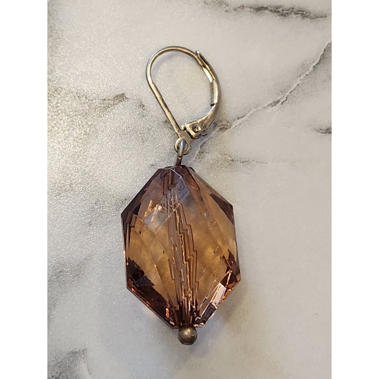 Jones Wear Faceted Amber Crystal Dangle Earrings Gold-Tone Leverback Closure