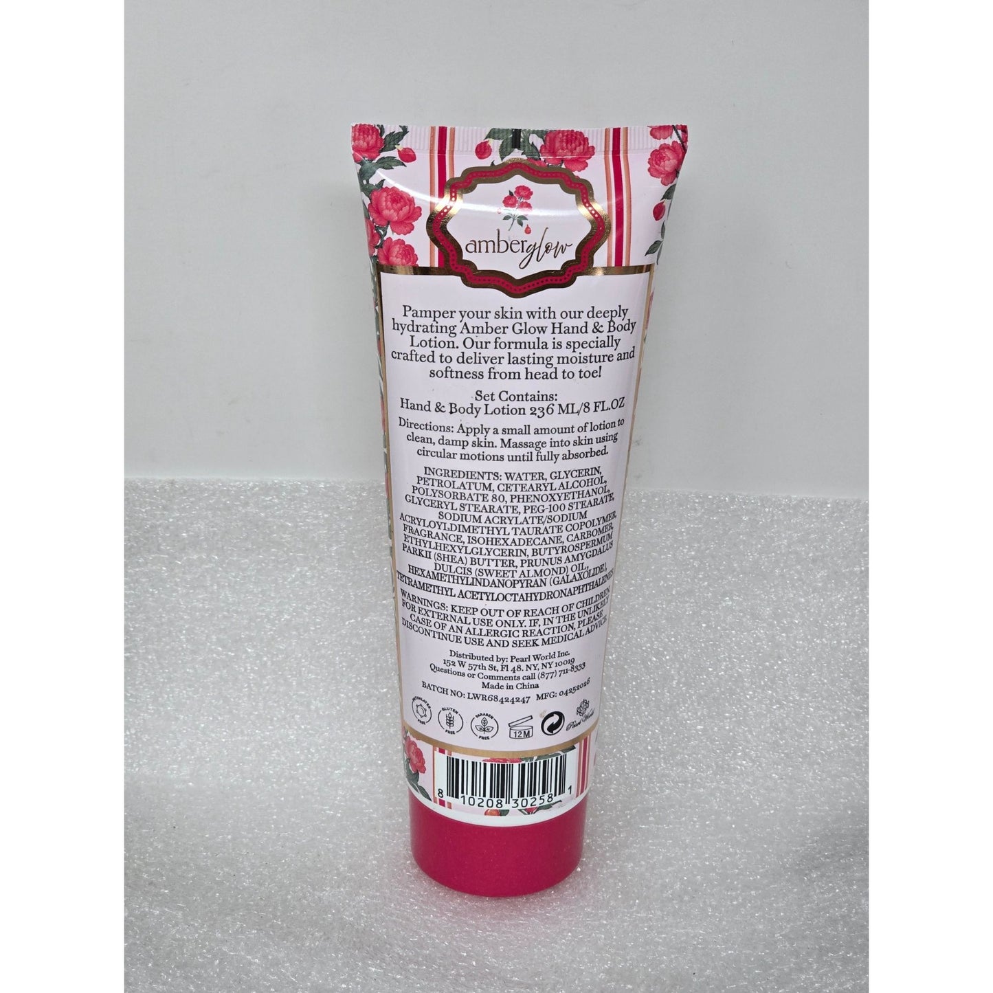 Amber Glow Peony & Amber Moisturizing Hand & Body Lotion 8 Oz Hydrating Formula