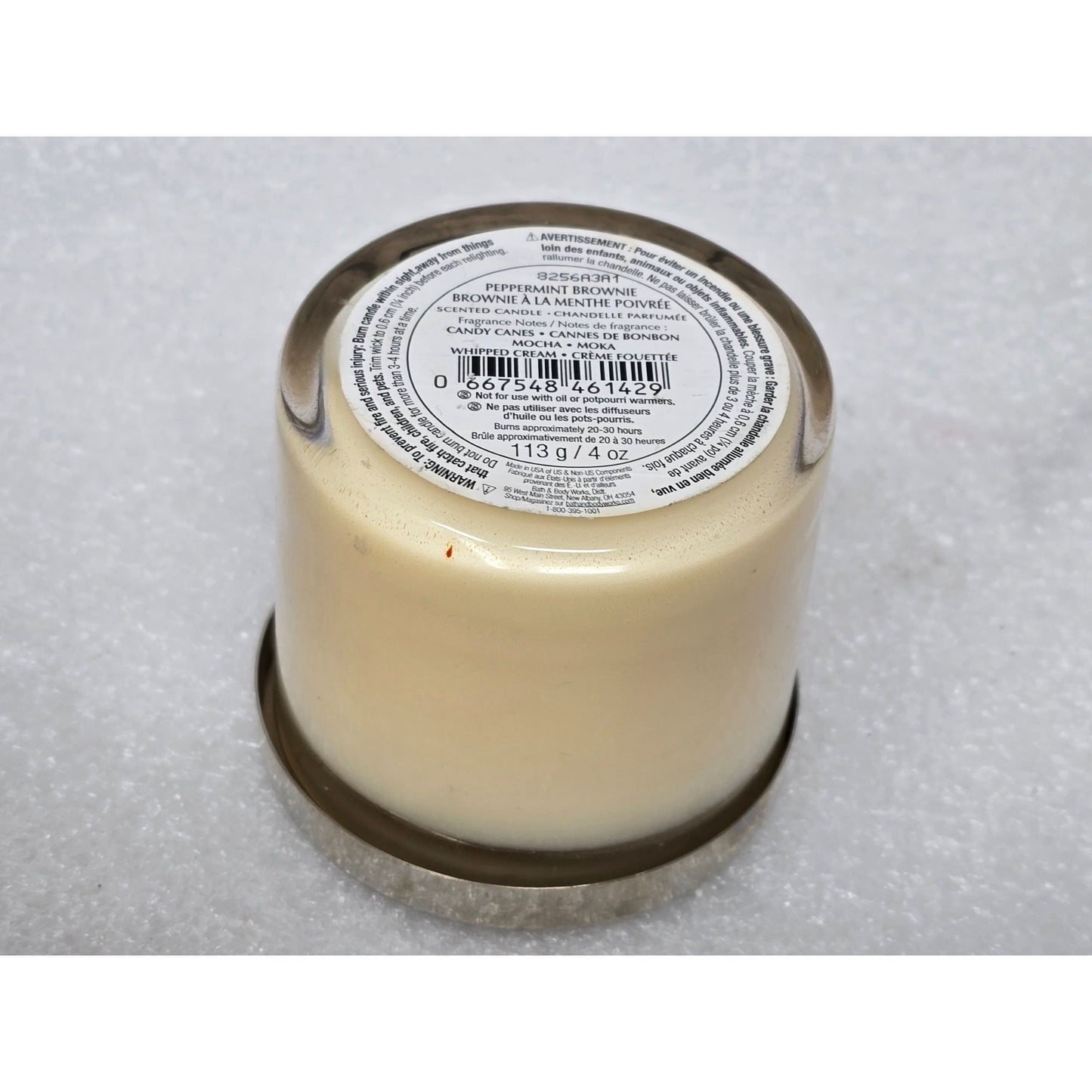 Bath & Body Works Peppermint Brownie Scented Candle 4 Oz With Silver Lid
