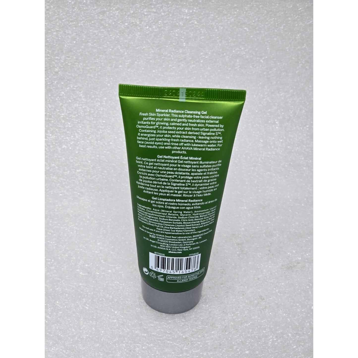 Ahava Mineral Radiance Cleansing Gel 3.4Oz Sulfate-Free Face Wash For Fresh Skin
