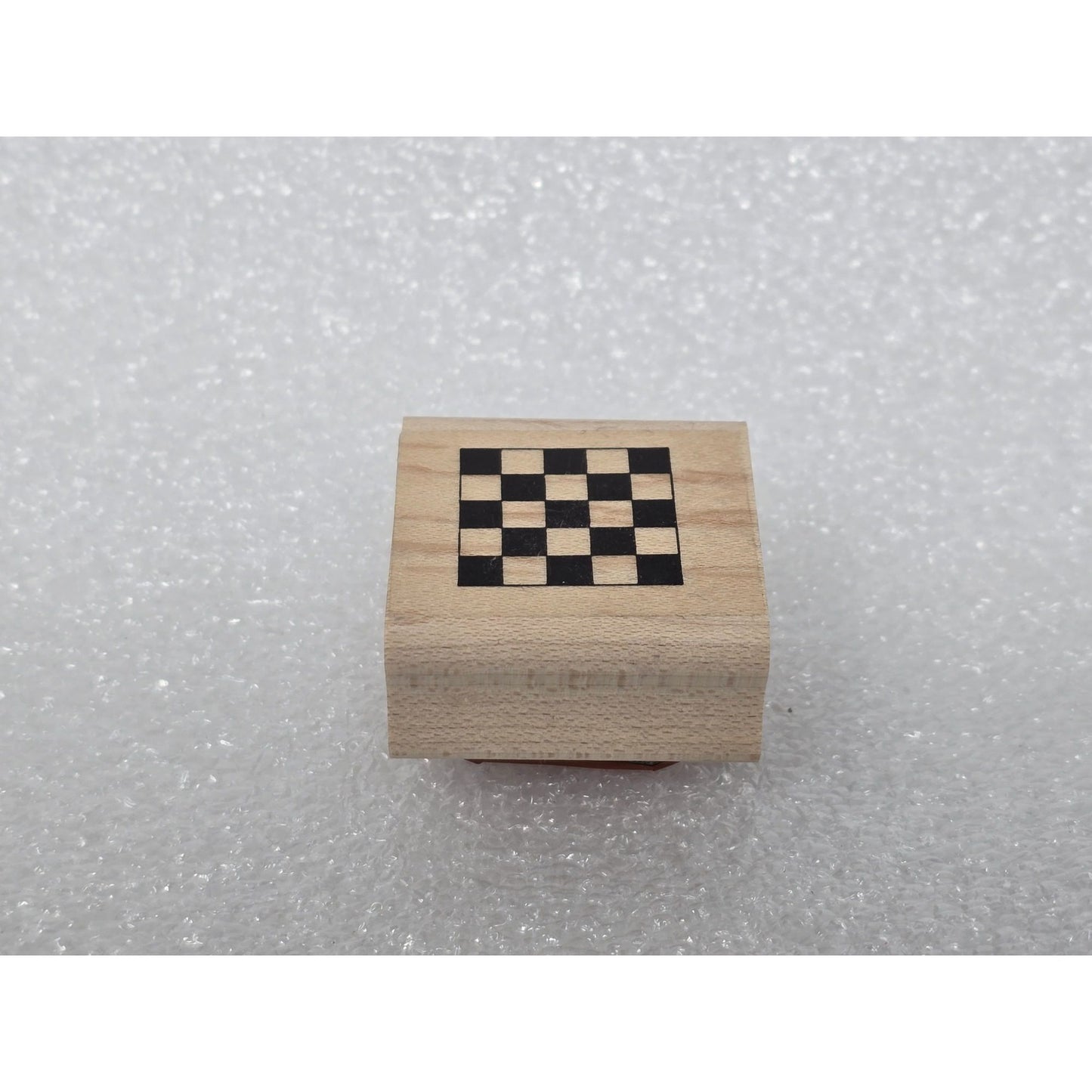 Wooden Rubber Stamp With Checkered Design By Stampin Up!