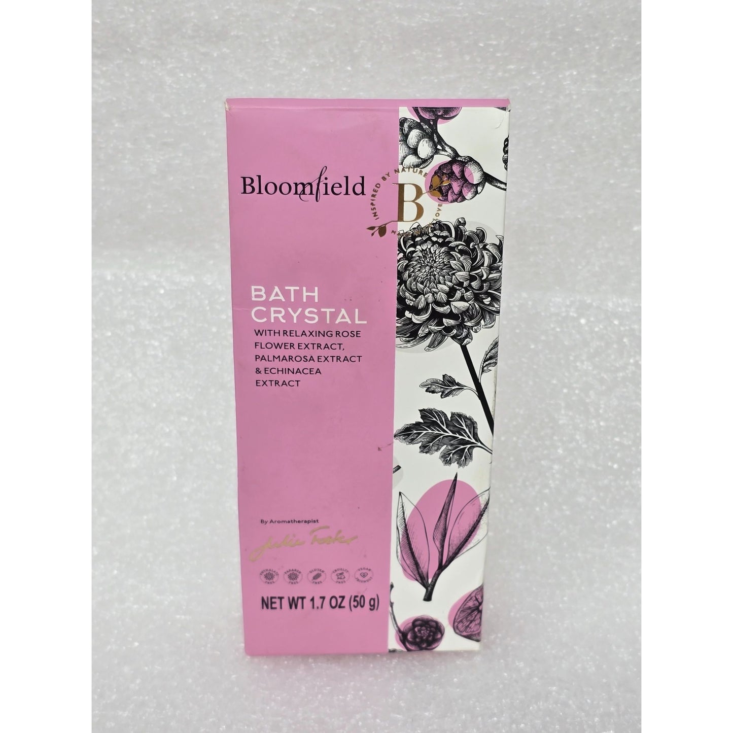 Bloomfield Bath Crystal Relaxing Rose Flower Palmarosa & Echinacea Extract 1.7oz
