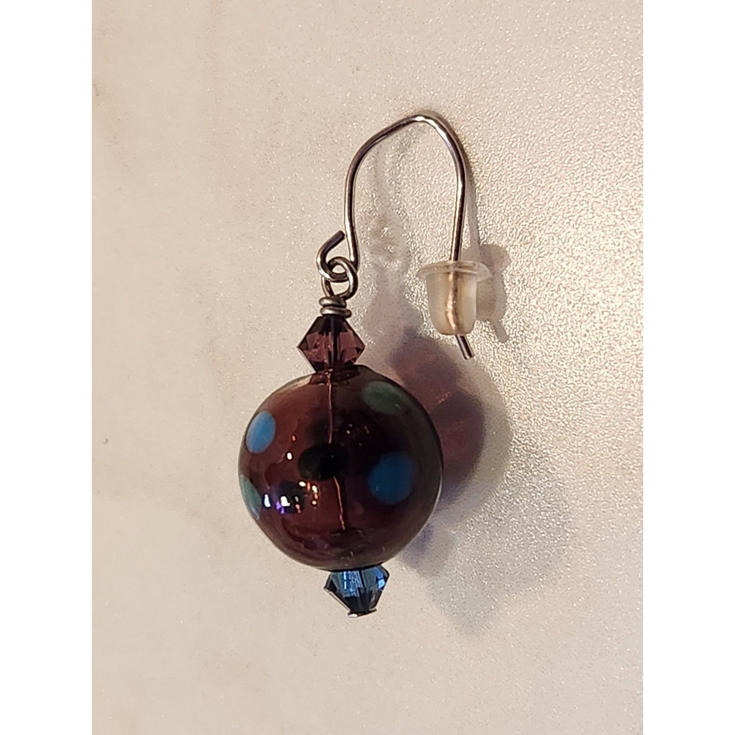 Sterling Silver Earrings Crystalized Swarovski Elements & Polka Dot Glass Beads