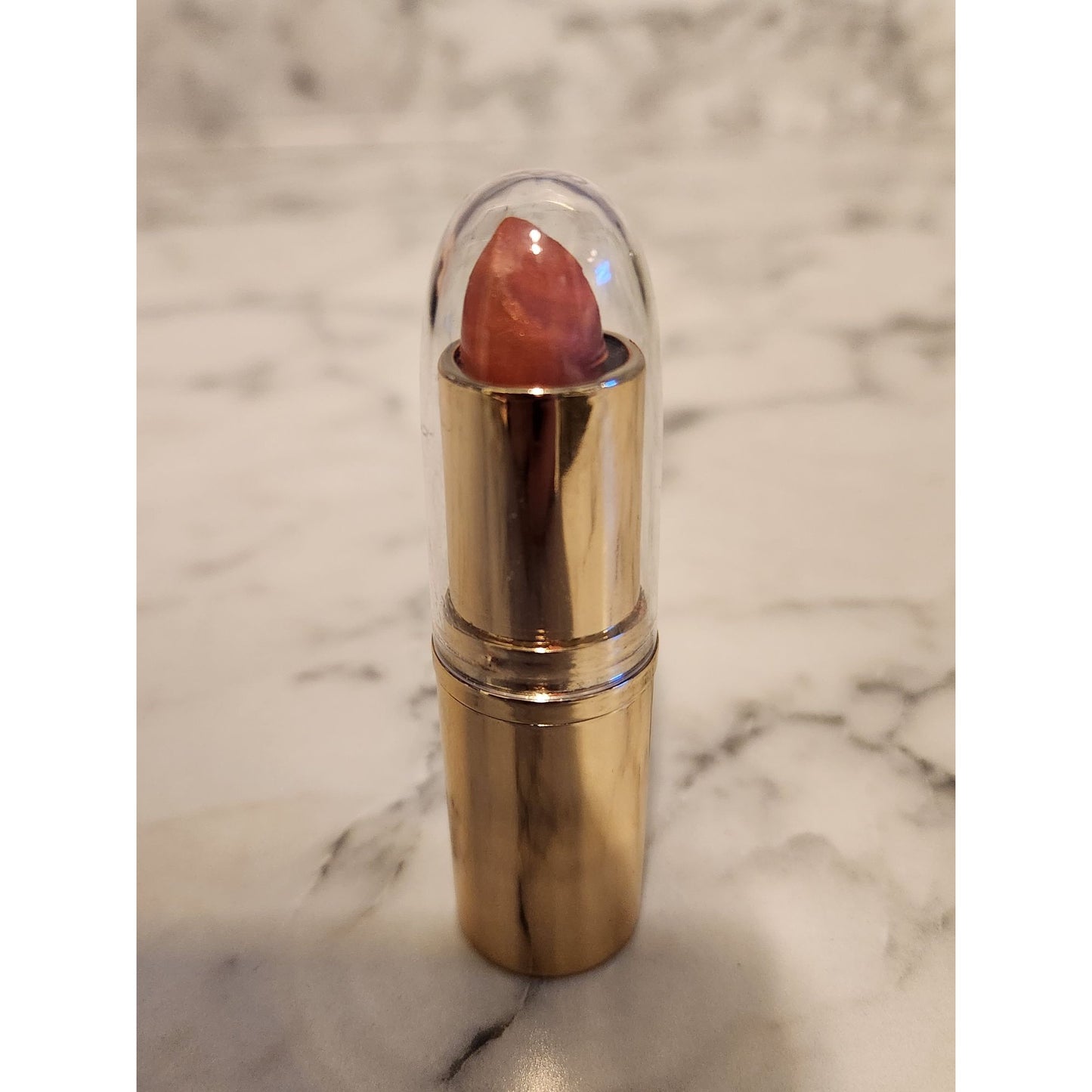Gold-Tone Lipstick Tube With Clear Cap