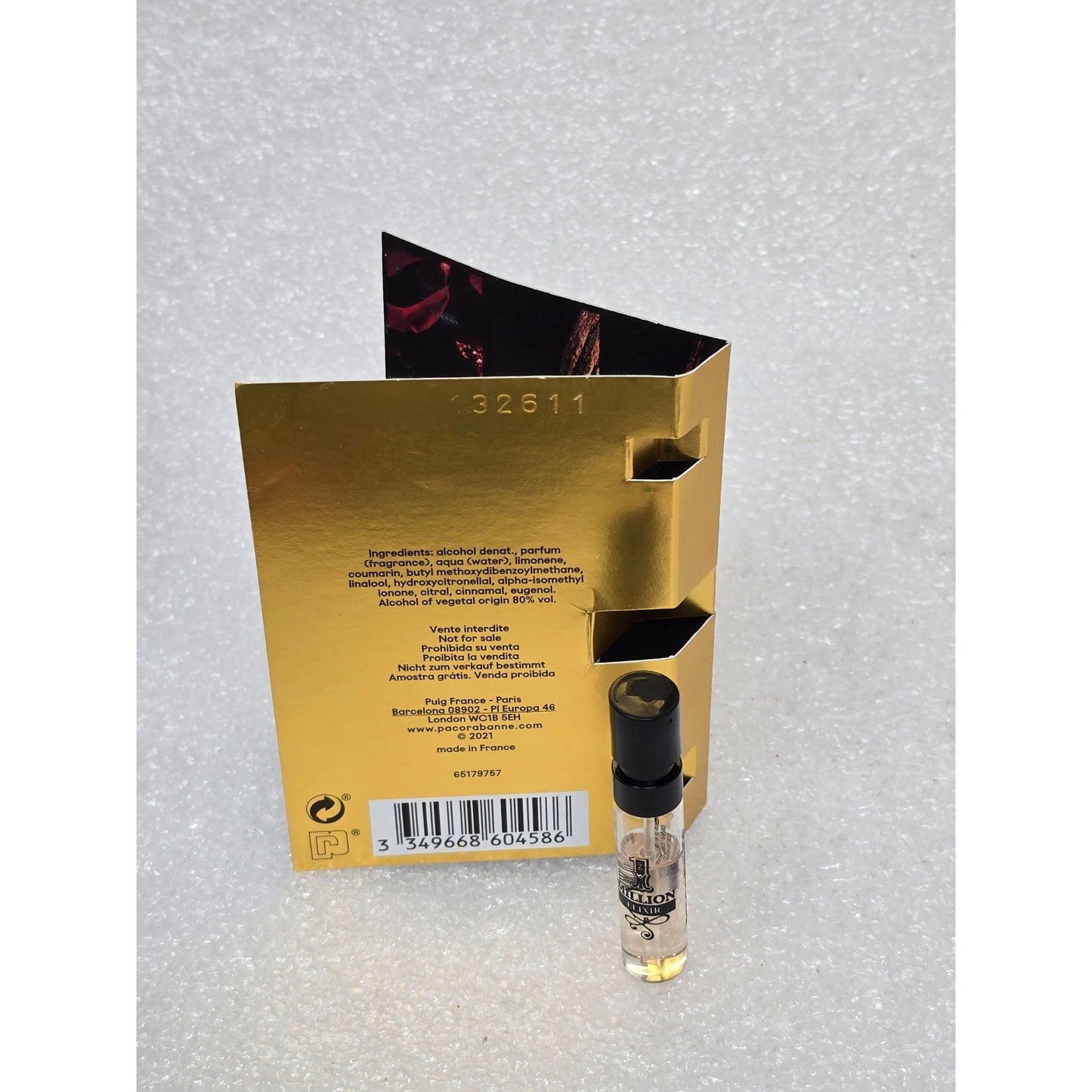 Paco Rabanne 1 Million Elixir Parfum Intense Sample 1.5ml .05 oz Spray Cologne