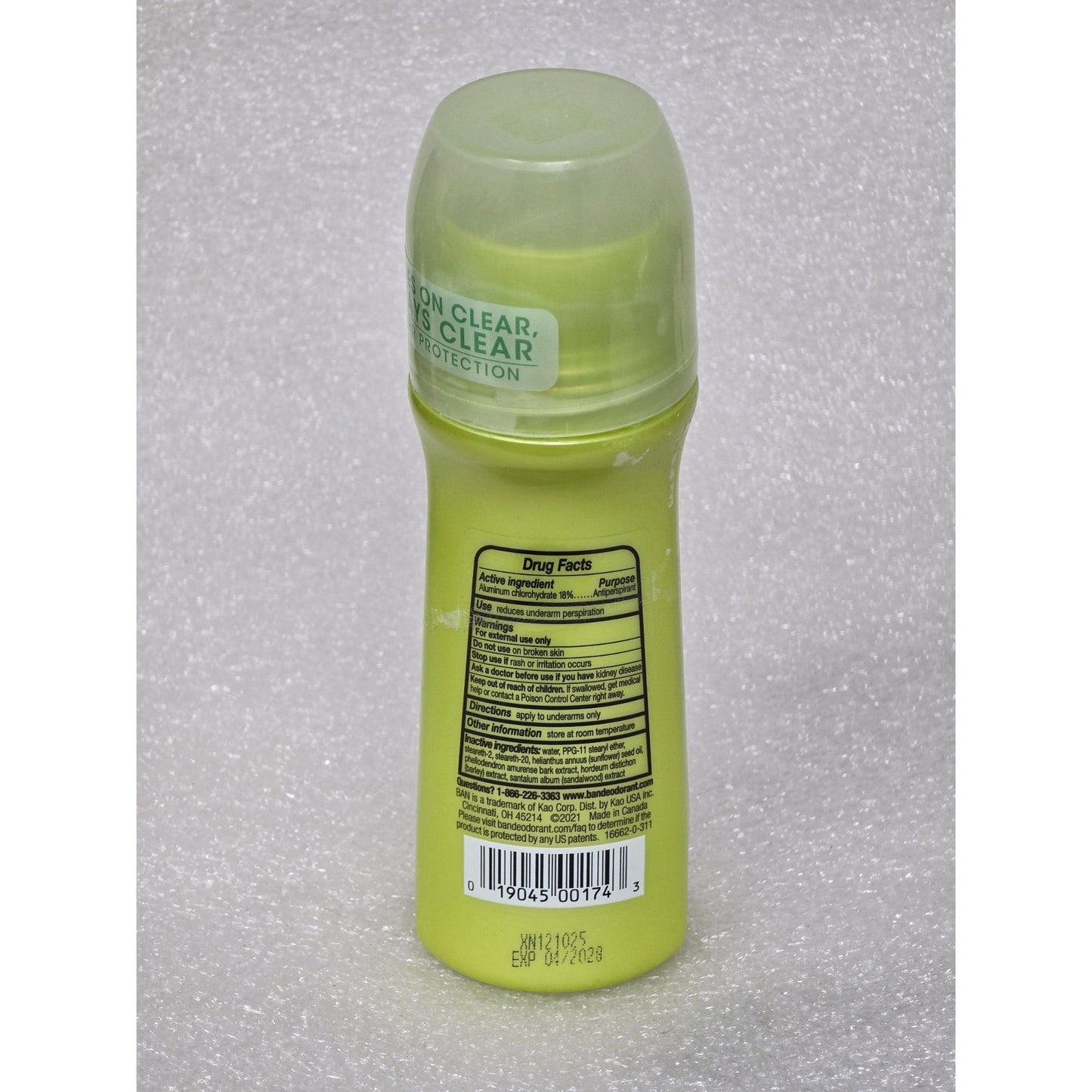 Ban Unscented Invisible Roll-On Antiperspirant Deodorant 3.5 Fl Oz