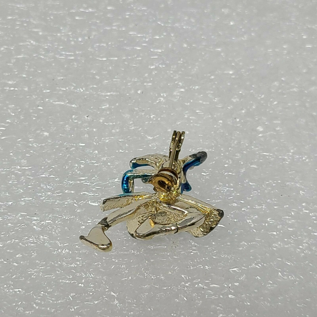 Vintage Ice Figure Skater Blue & White Enamel Dress Pin Brooch