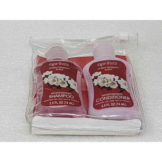April Bath & Shower Gift Set Cherry Blossom Conditioner & Shampoo 2.5 Oz Travel