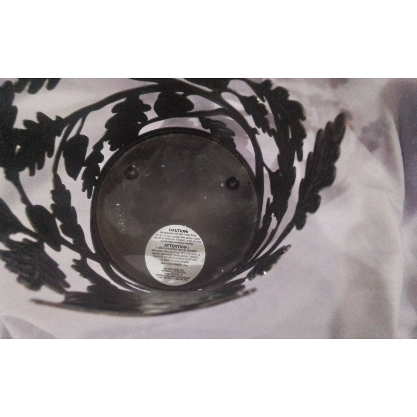 Bath & Body Works Owl & Leaves Metal 3-Wick Candle Holder With Glitter Accents