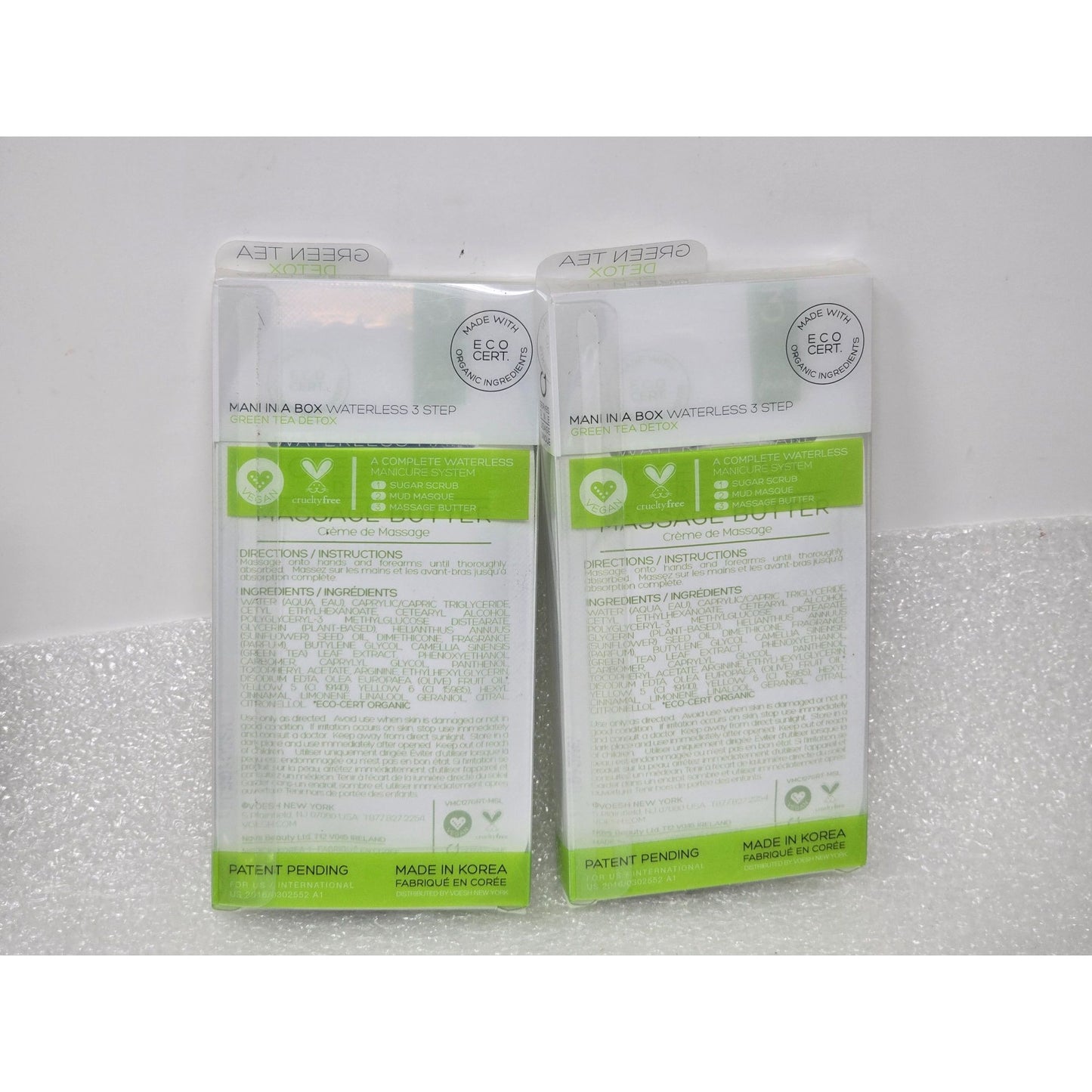 Lot of 2 Voesh Mani In A Box Waterless Green Tea Detox 3-Step Manicure Set