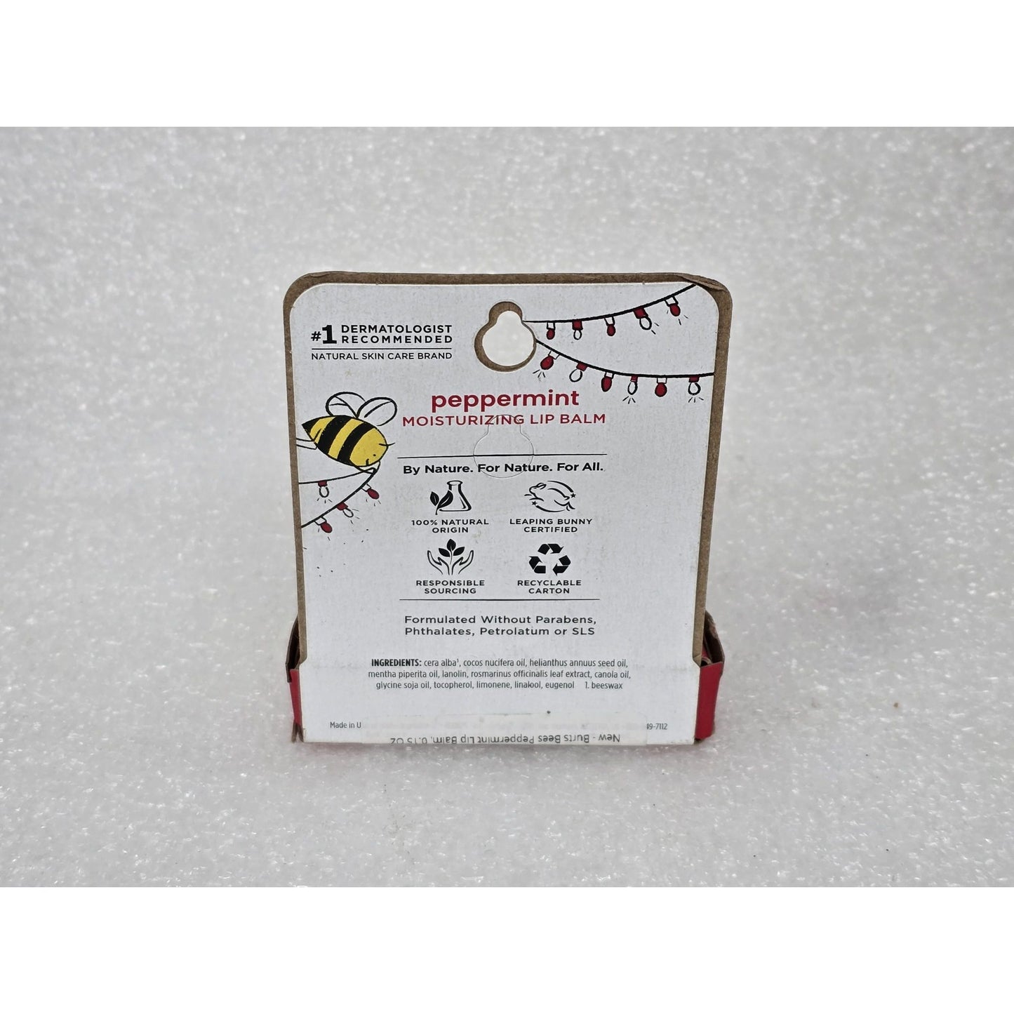 Burt's Bees Peppermint Moisturizing Lip Balm 0.15 Oz / 4.25g Natural Skincare