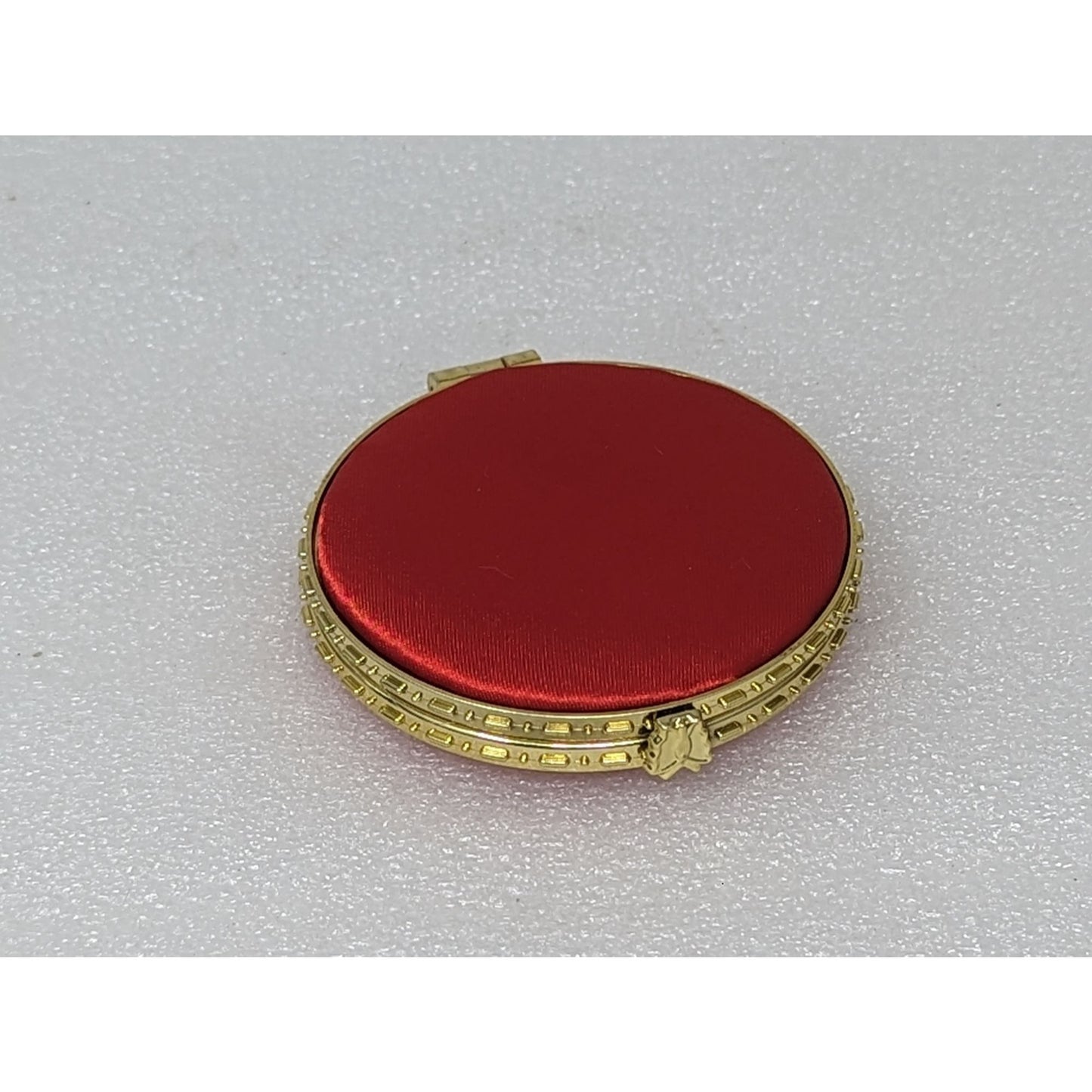 Embroidered Flower Hand Purse Mirror Compact Red
