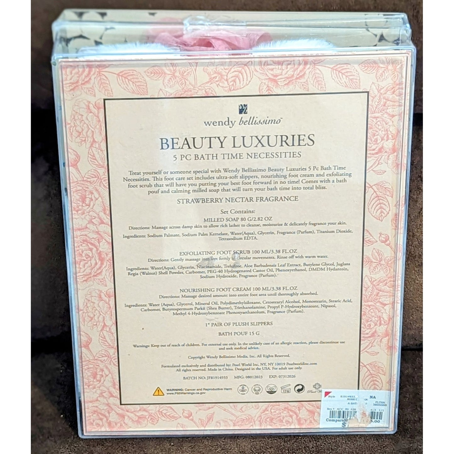 Wendy Bellissimo Beauty Luxuries 5 Pc Bath Time Necessities Strawberry Nectar