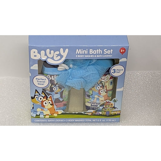 Bluey Mini Bath Set 2 Body Washes & Bath Loofah