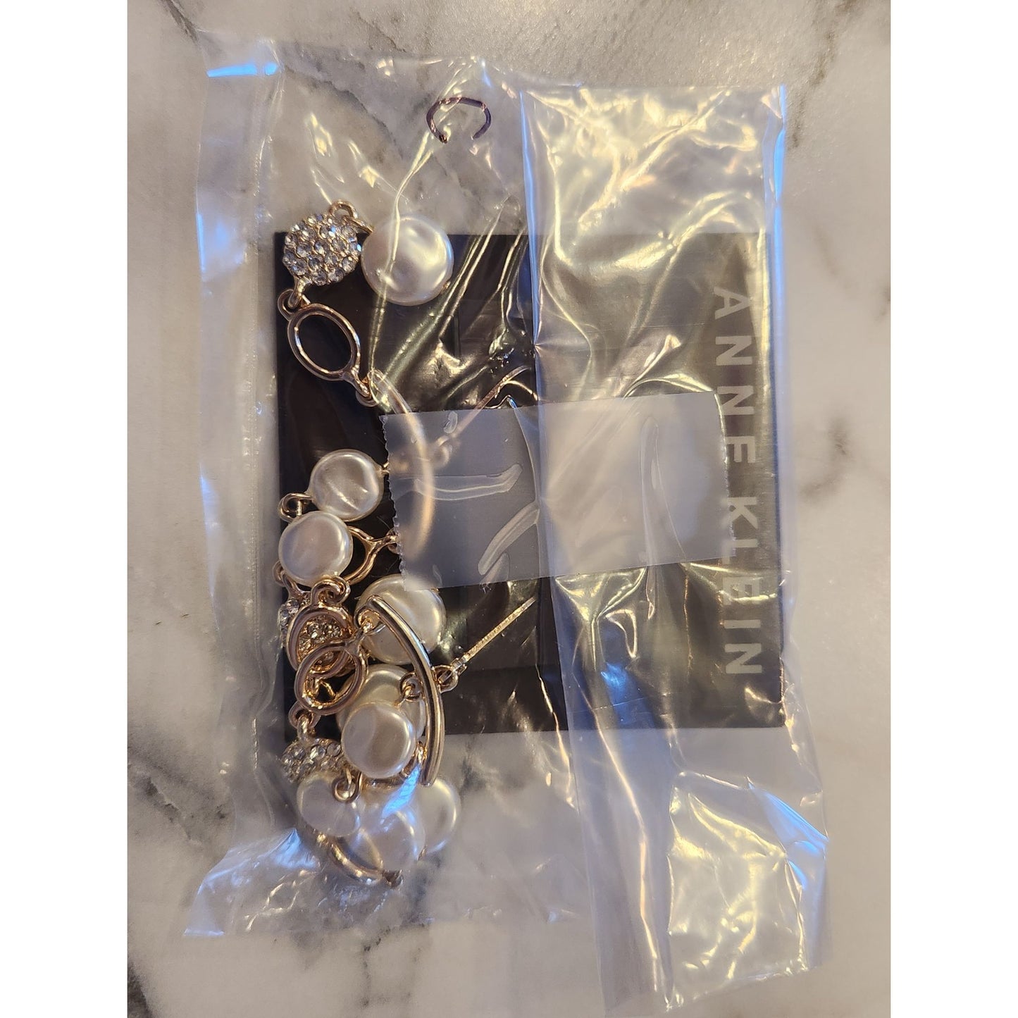 Anne Klein Gold-Tone Drop Earrings With Faux Pearls & Crystal Accents