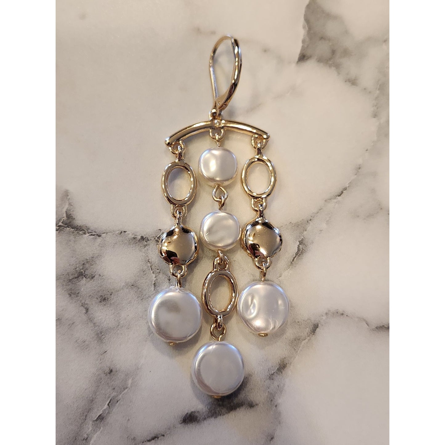 Anne Klein Gold-Tone Drop Earrings With Faux Pearls & Crystal Accents