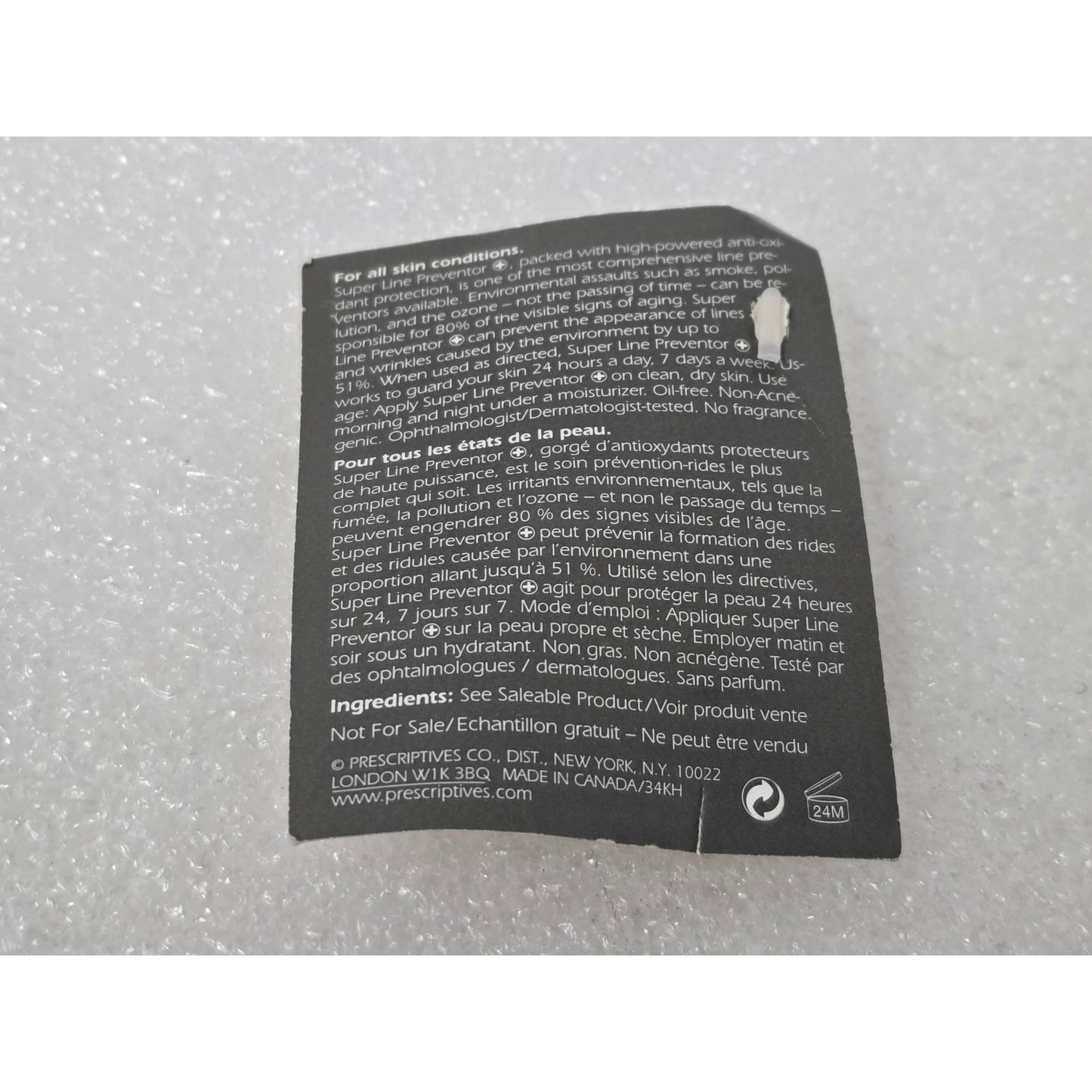 Prescriptives Super Line Preventor Sample on Card