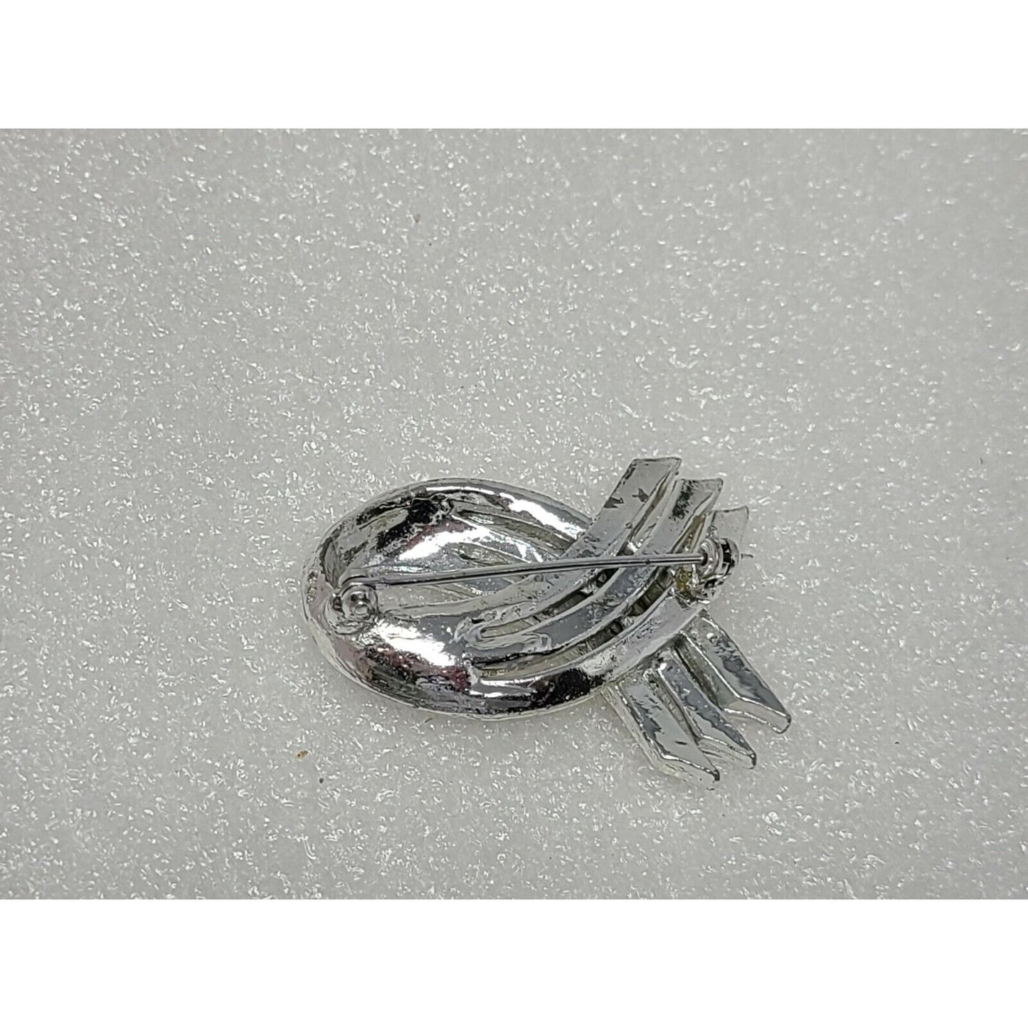 Vintage Silver Tone Rhinestone Brooch Pin