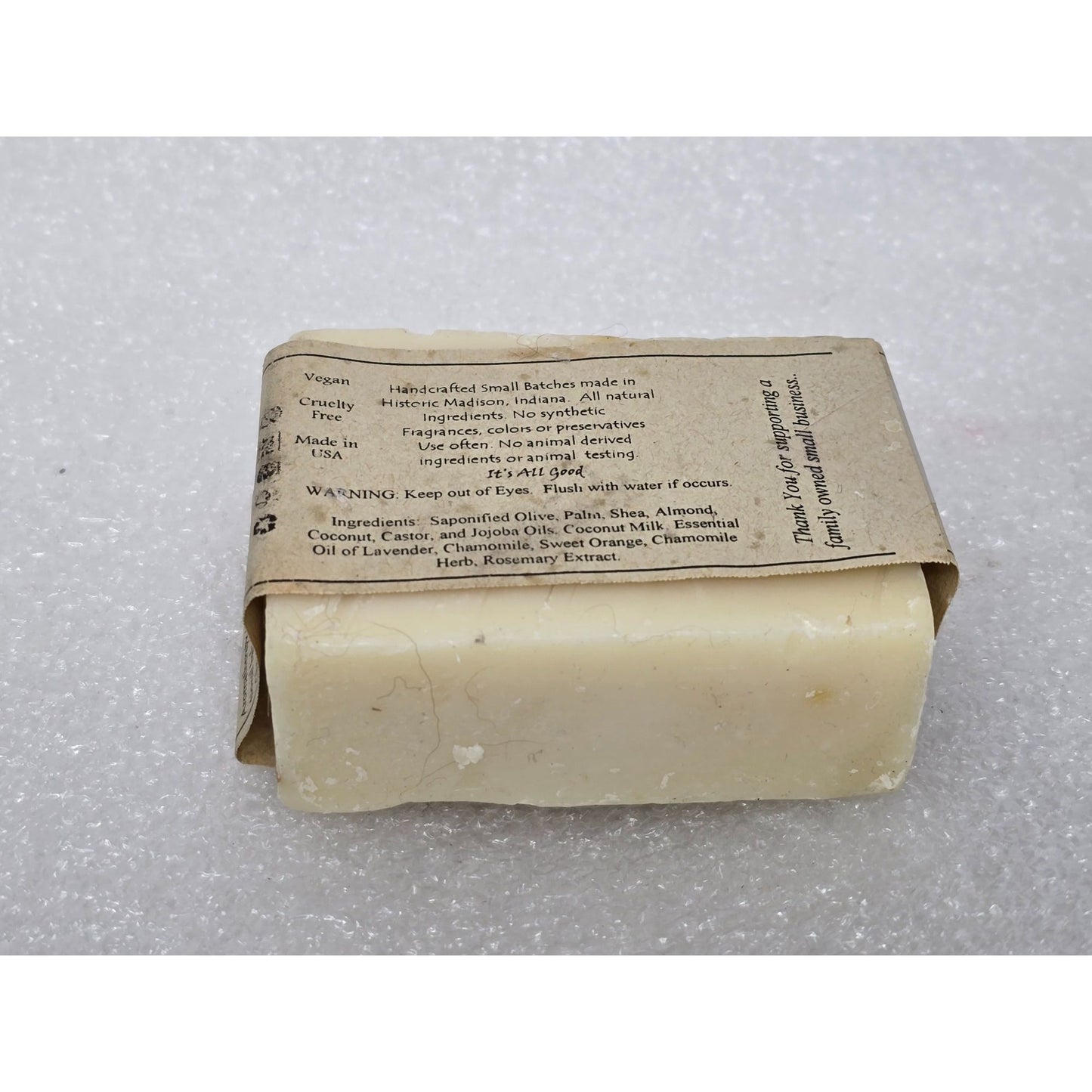 All Good Balmy Baby Bar Handmade Soap Essential Oils & All Natural Ingredients