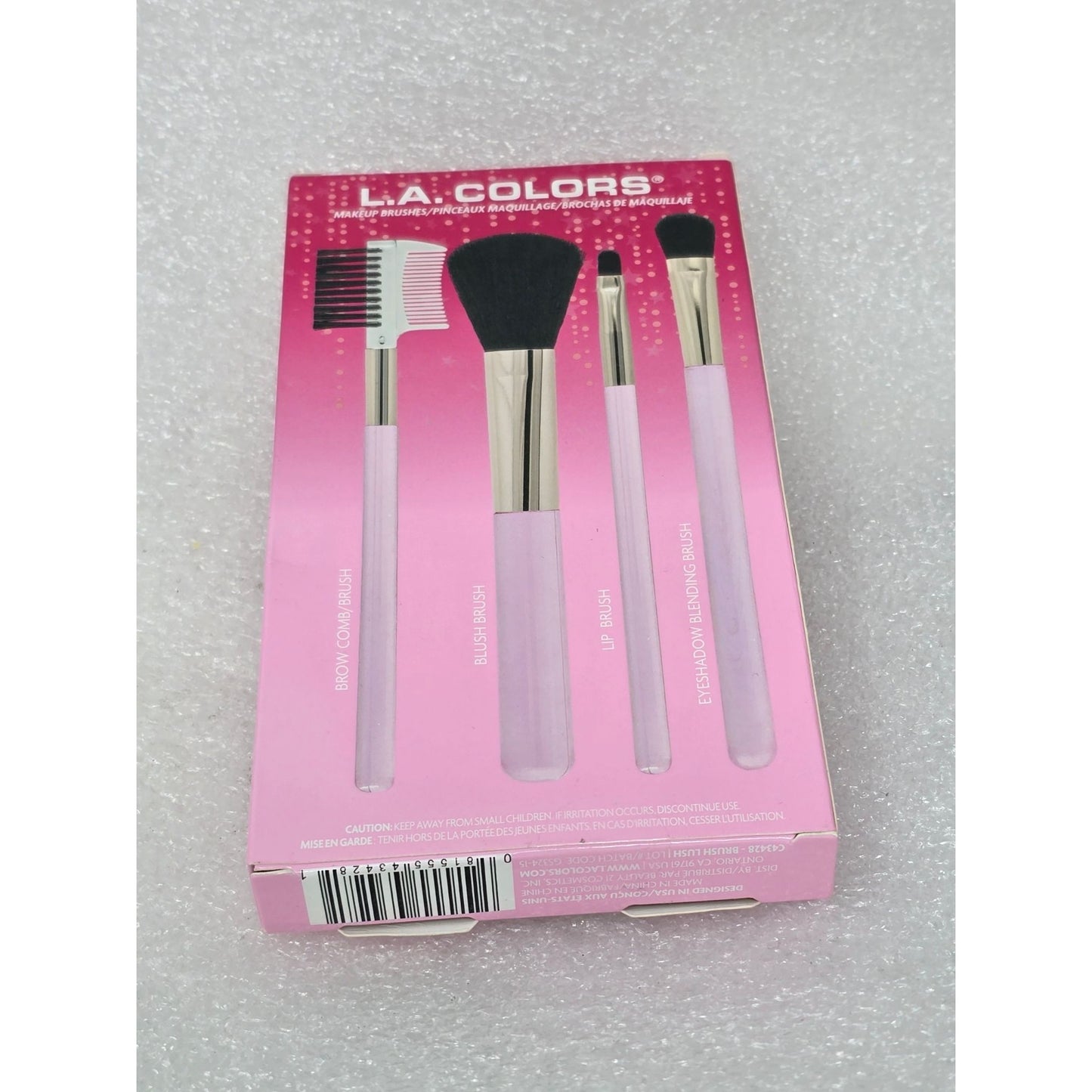 L.A. Colors 4 Piece Cruelty Free Makeup Brush Set Pink Dream to Gleam