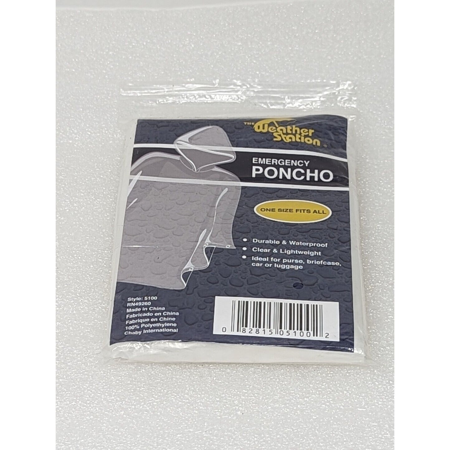 Weather Station Emergency Poncho Clear Lightweight One Size fits all