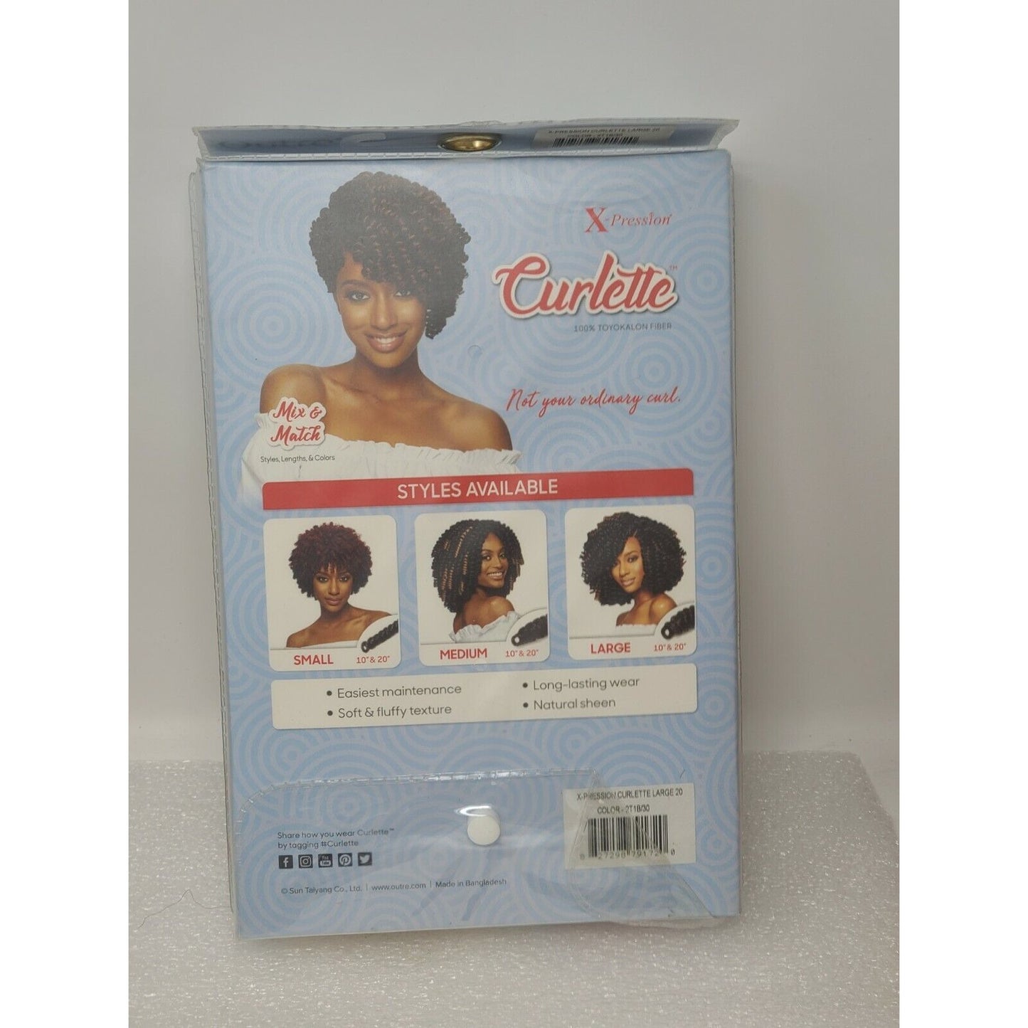 X-Pression Curlette Toyokalon Fiber Large 20" Hair Strands 2T1B/30 Natural