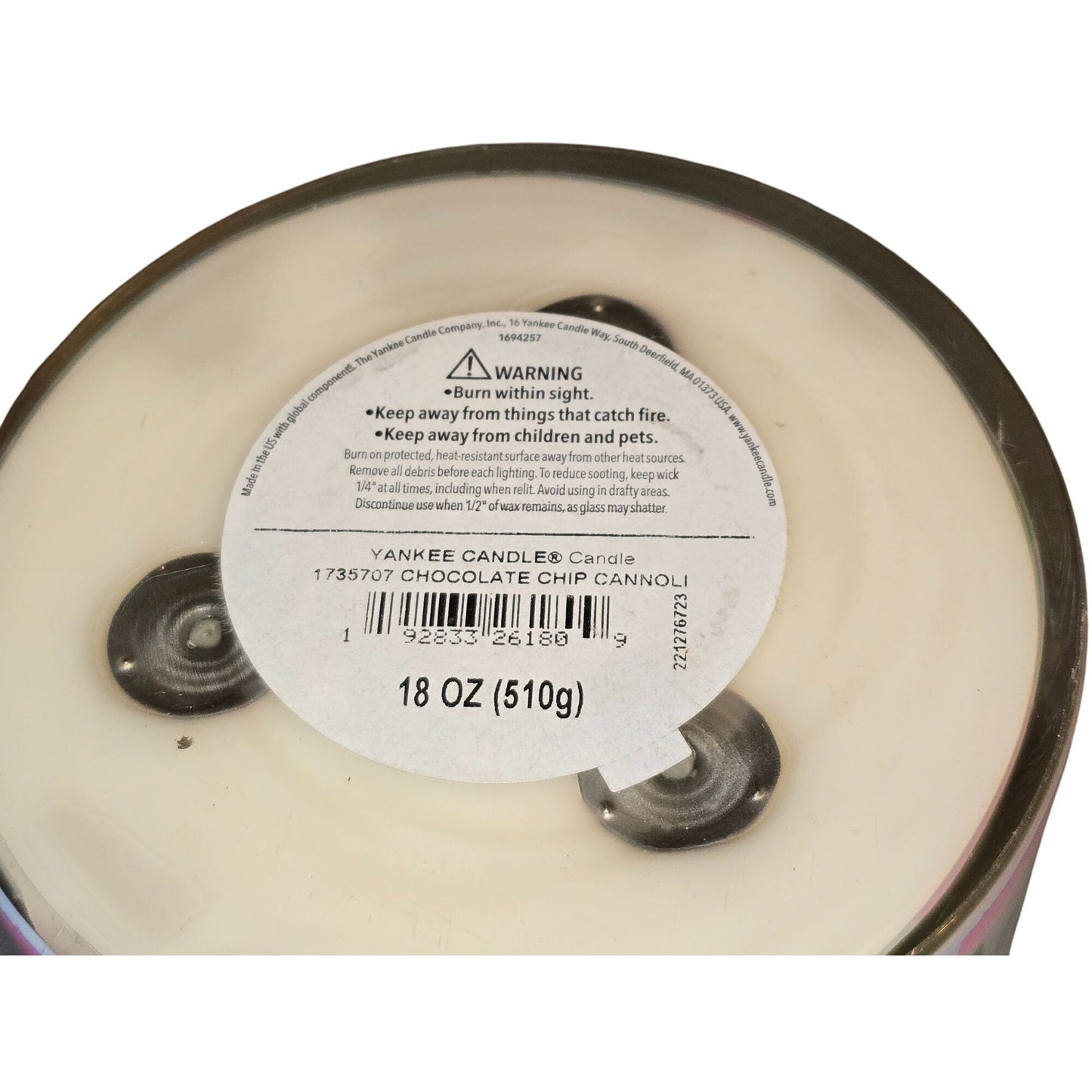 Yankee Candle Chocolate Chip Cannoli 3-Wick Scented Candle 18 Oz