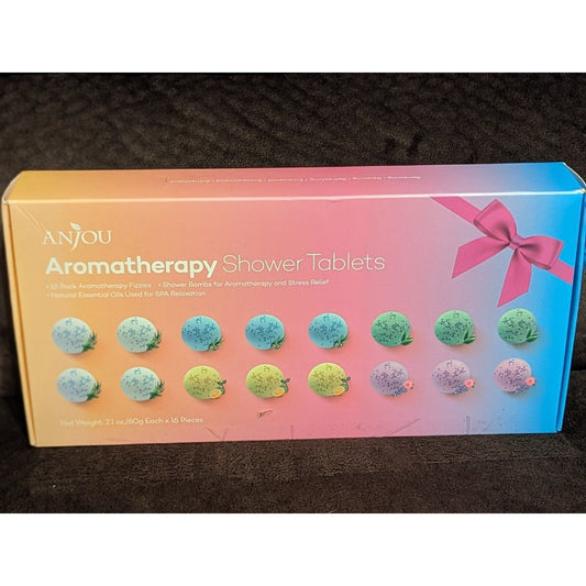 Anjou 16 Piece Shower Bombs Tablets Aromatherapy Fizzies Set with Essential Oils