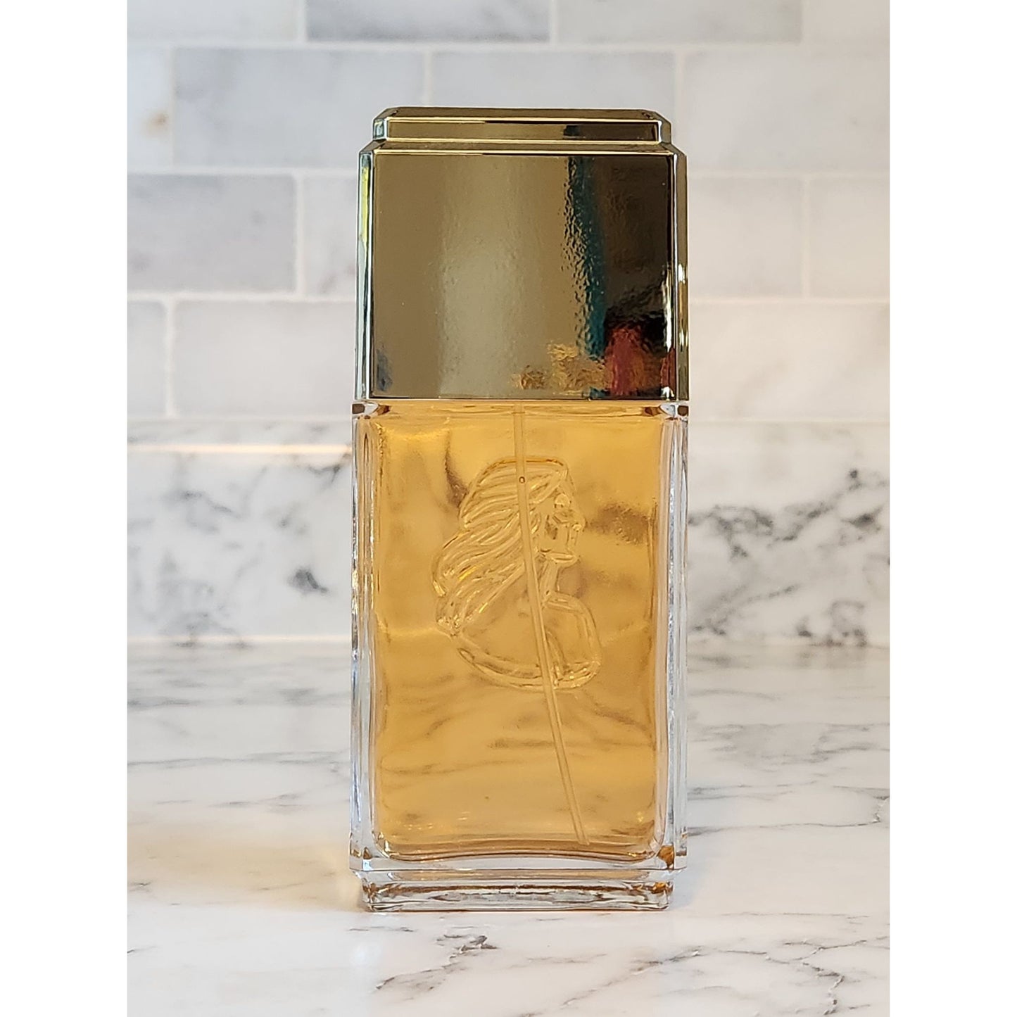 White Shoulders Eau De Cologne Spray 4.5 oz Engraved Glass Bottle Vintage