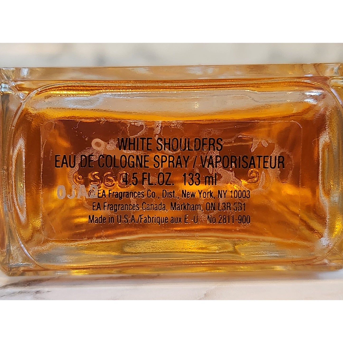 White Shoulders Eau De Cologne Spray 4.5 oz Engraved Glass Bottle Vintage