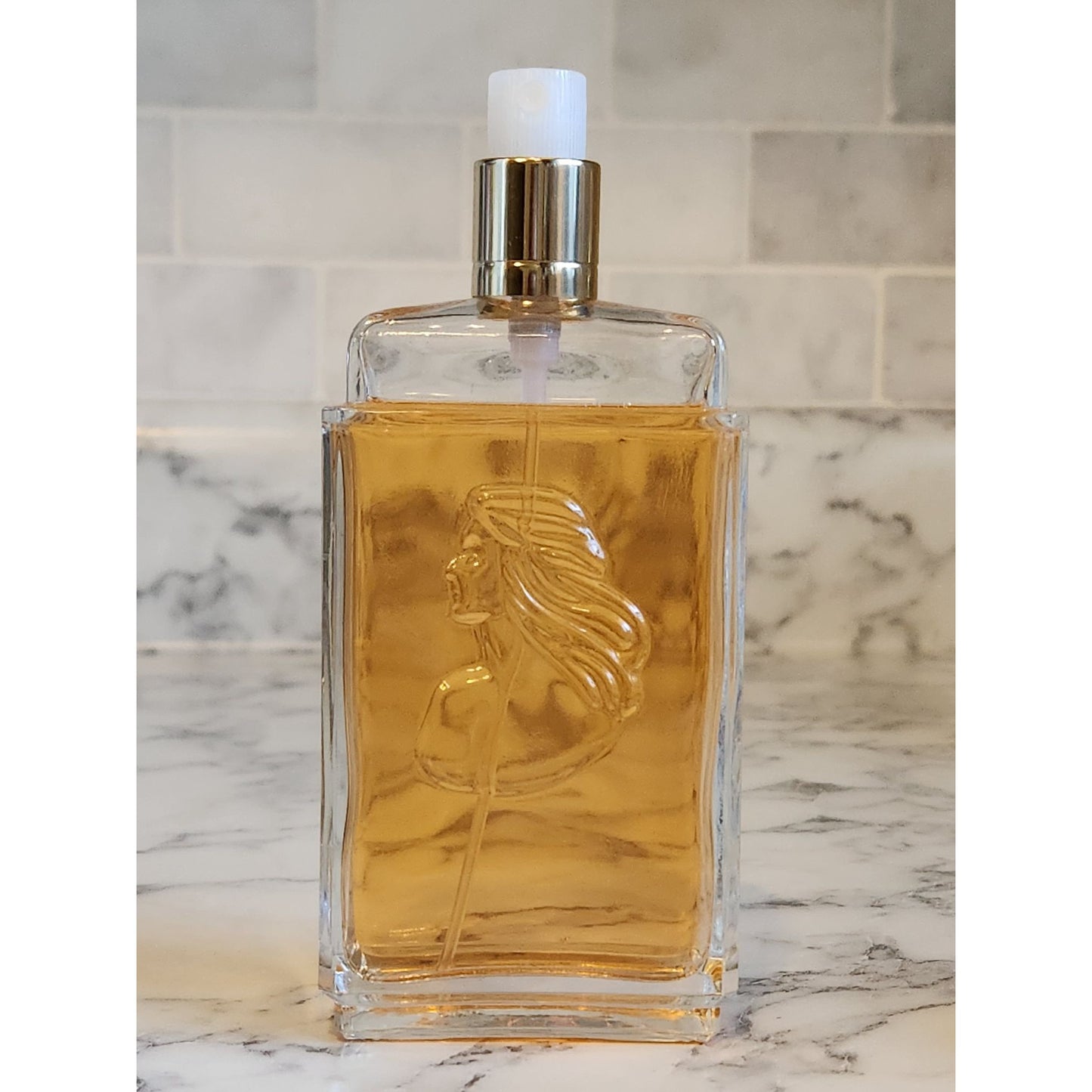 White Shoulders Eau De Cologne Spray 4.5 oz Engraved Glass Bottle Vintage